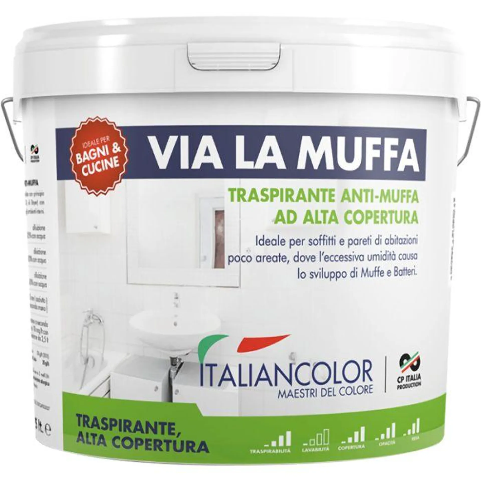 Idropittura traspirante antimuffa, 4 lt