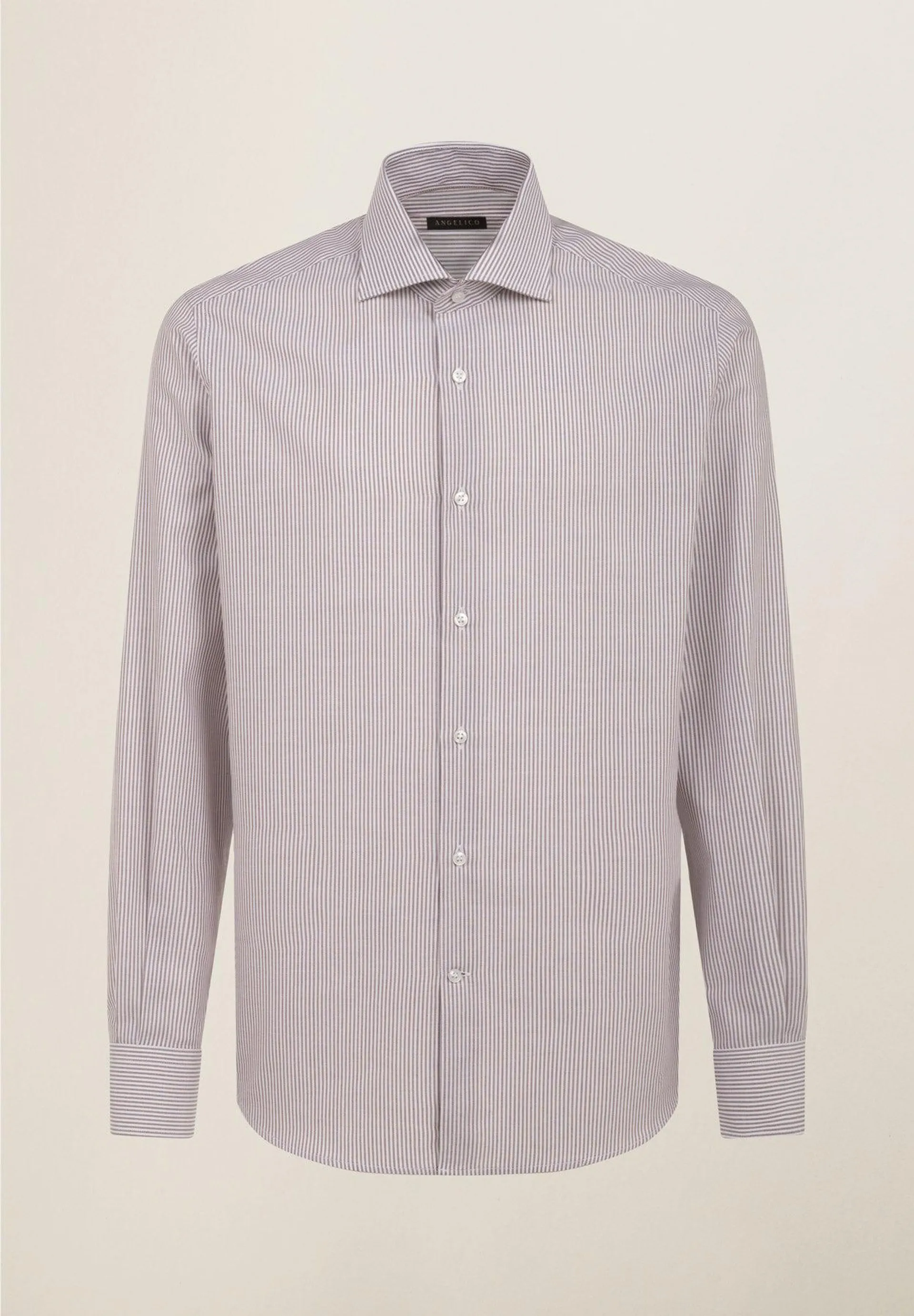 Camicia marrone bianco rigata cotone regular fit