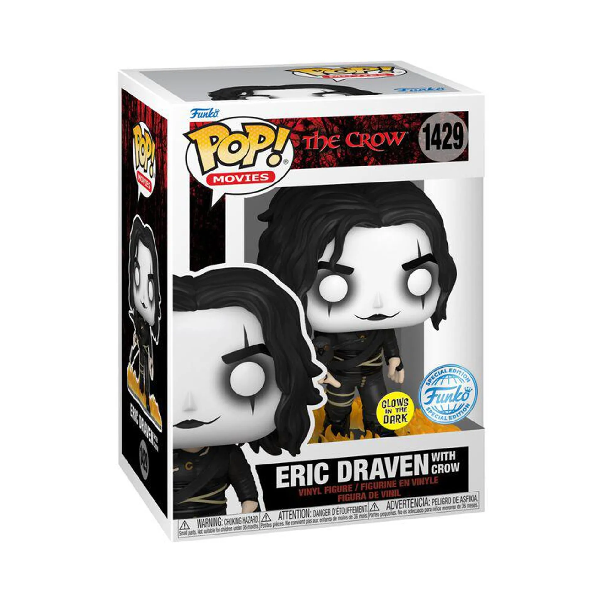 Eric Draven with Crow (Glow in the Dark) Vinyl Figurine 1429 | Funko Pop! | multicolore | The Crow