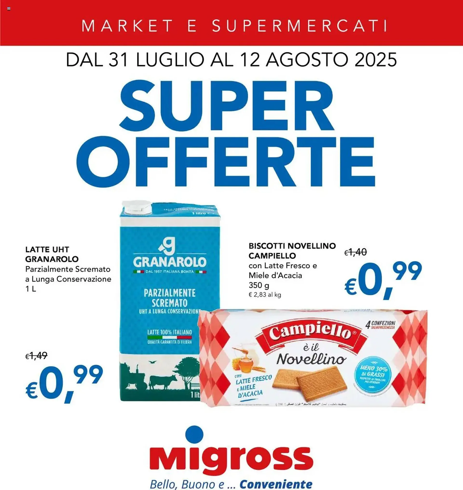Volantino Migross Supermercati e Market da 31 luglio a 12 agosto di 2025 - Pagina del volantino 1