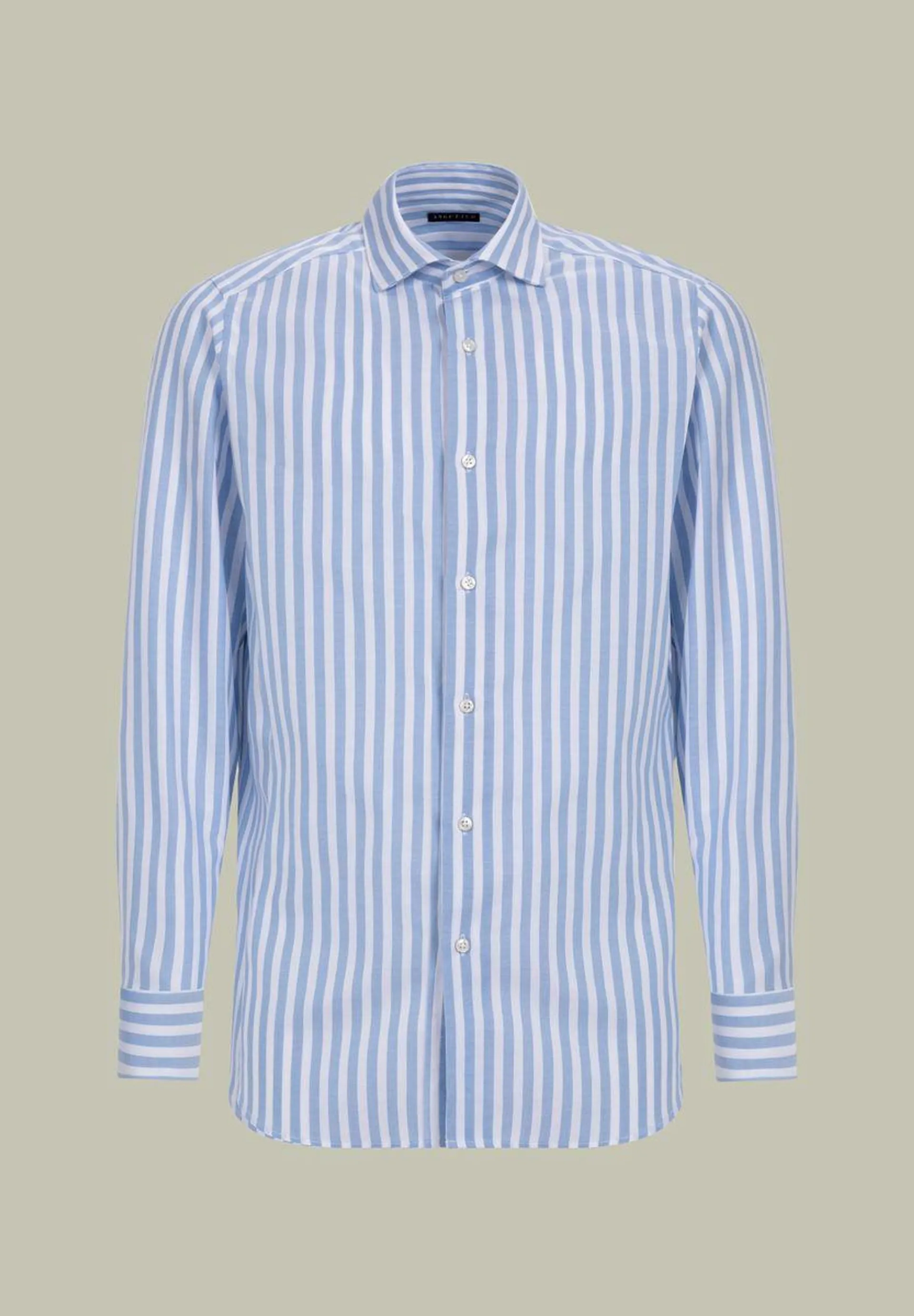 Camicia bianca-azzurra riga larga oxford slim