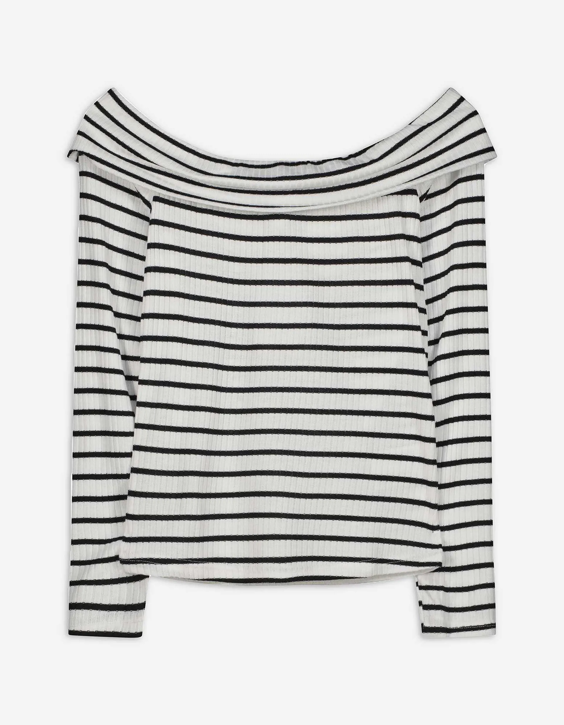 Maglia a manica lunga - Scollo alla carmen - bianco
