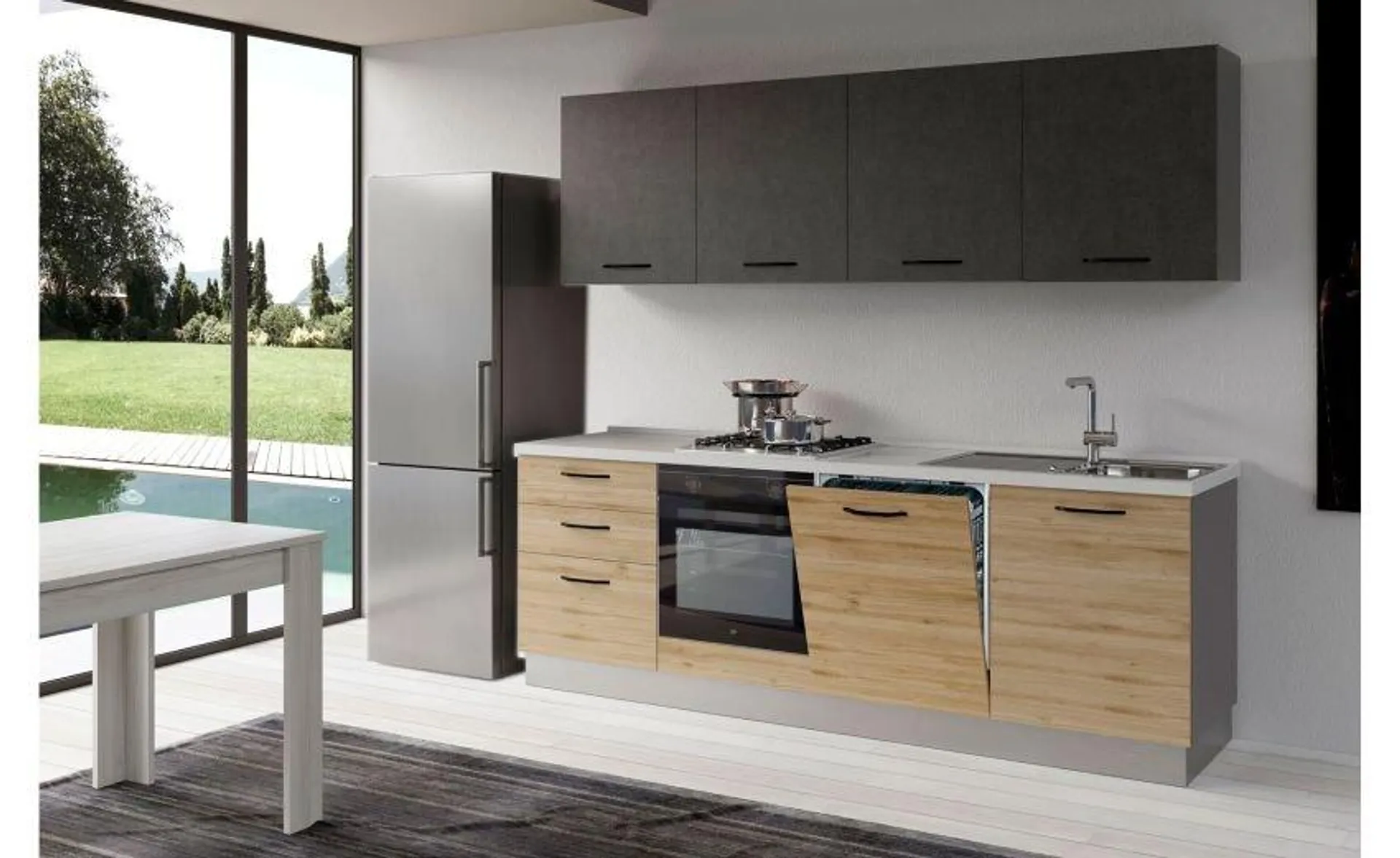 Gilda cucina 300 cm colore rovere cadiz e portland