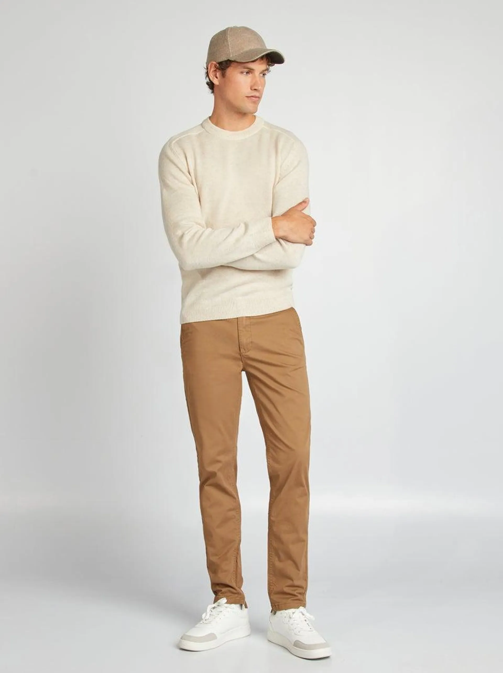 Pantaloni chino slim - MARRONE