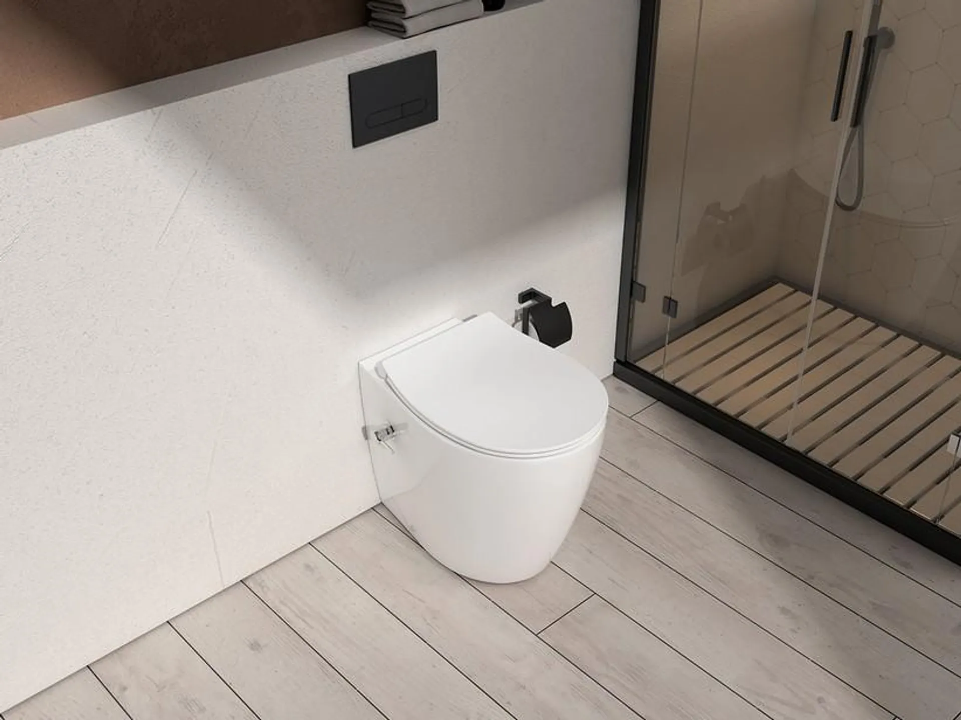 Wc/Bidet a Terra Sentimenti Neo Rimless 51X36,3 cm Filomuro Bianco Lucido