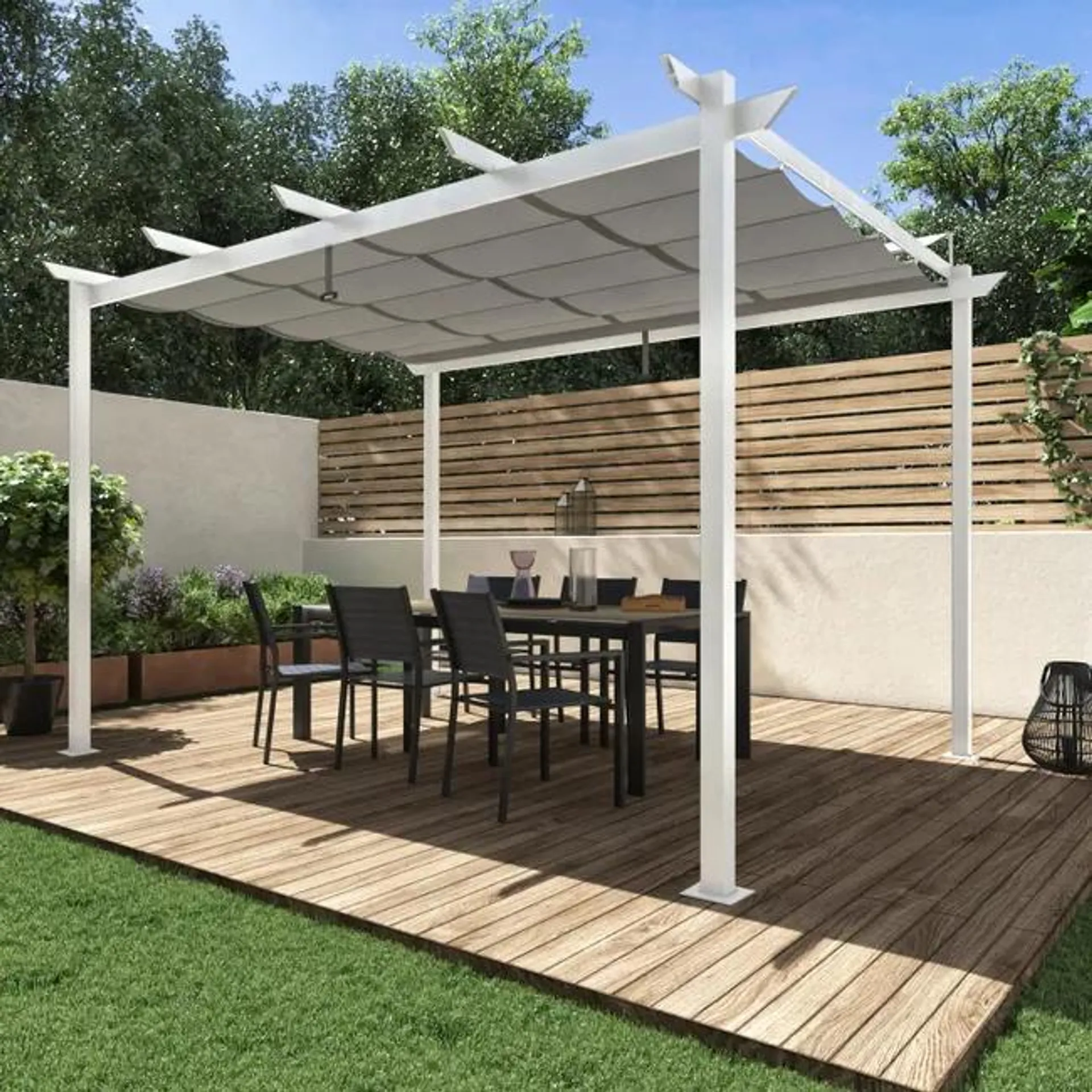 Pergola Omega in alluminio struttura bianco L 400 x P 282 x H 258 cm