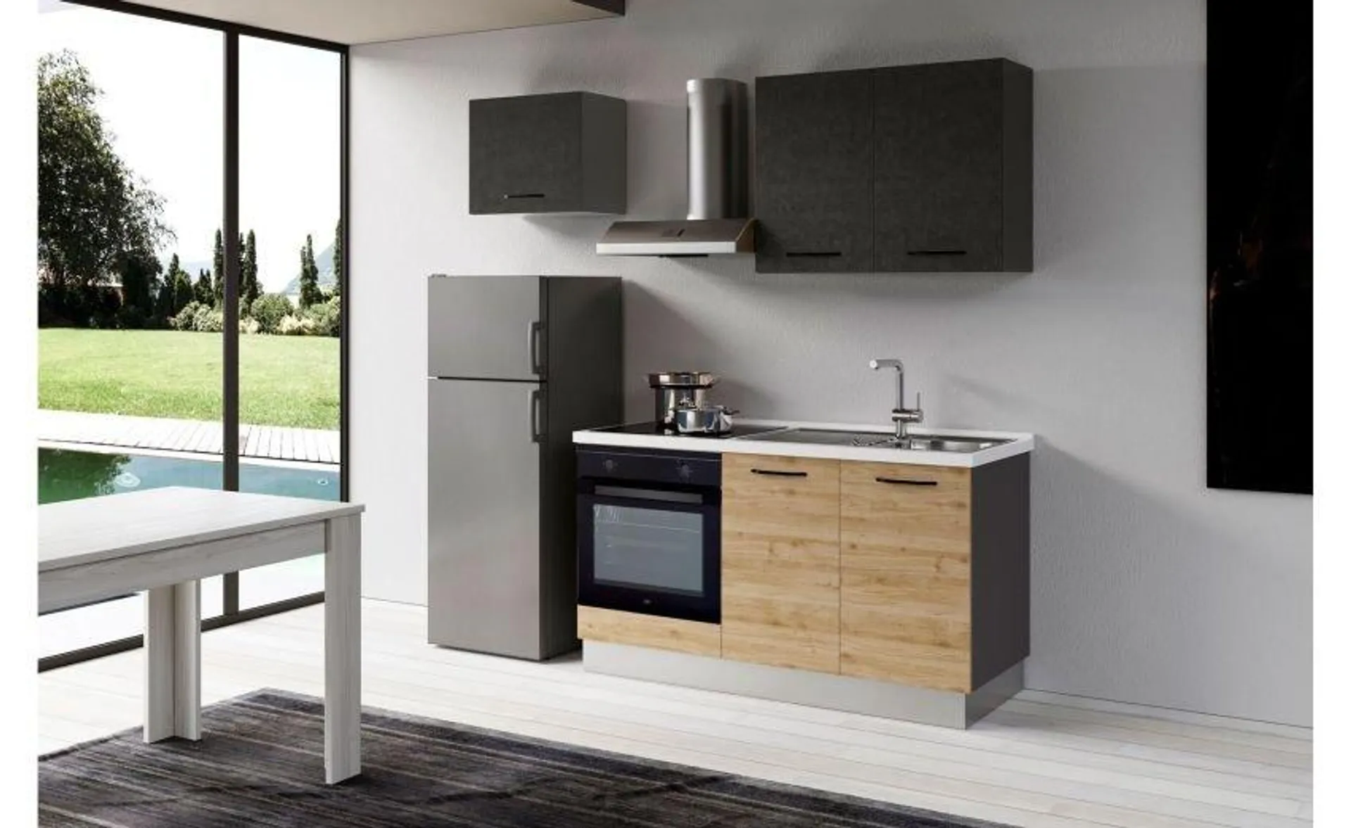 Gilda 2.0 cucina 210 cm colore rovere cadiz e portland