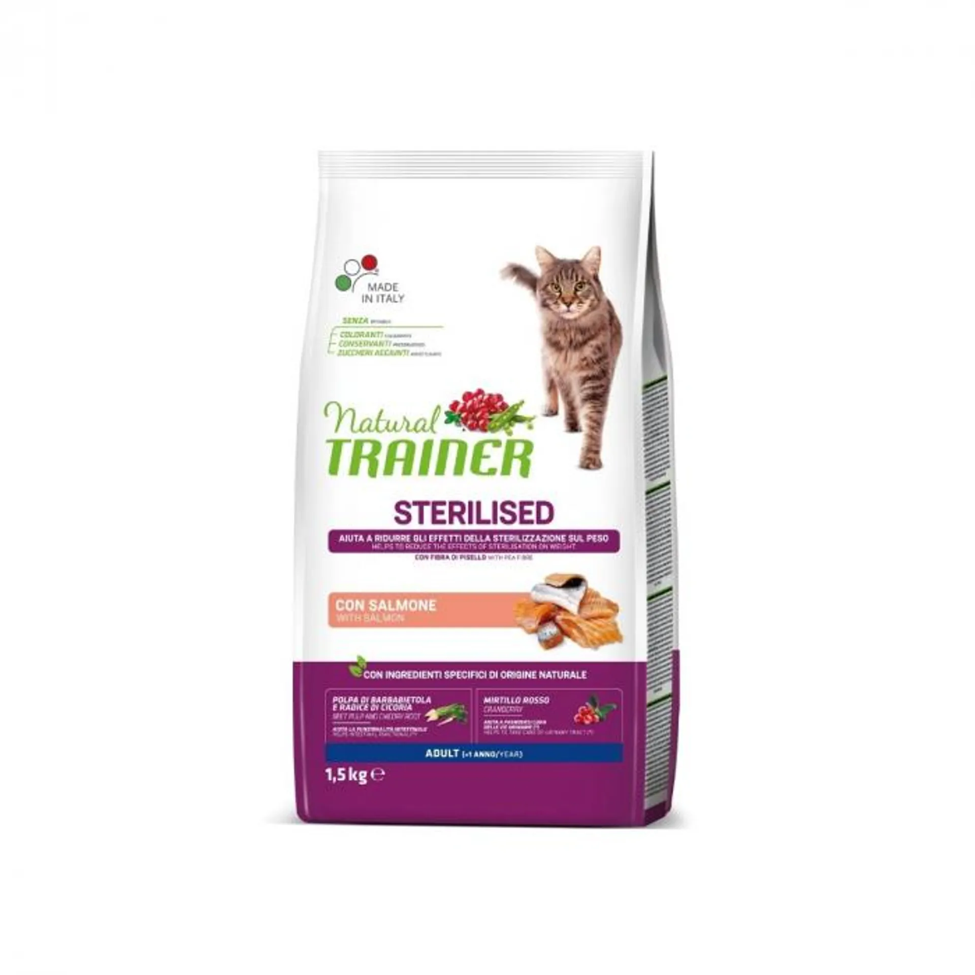 Natural Trainer Sterilised Adult croccantini per gatti sterilizzati 1,5kg