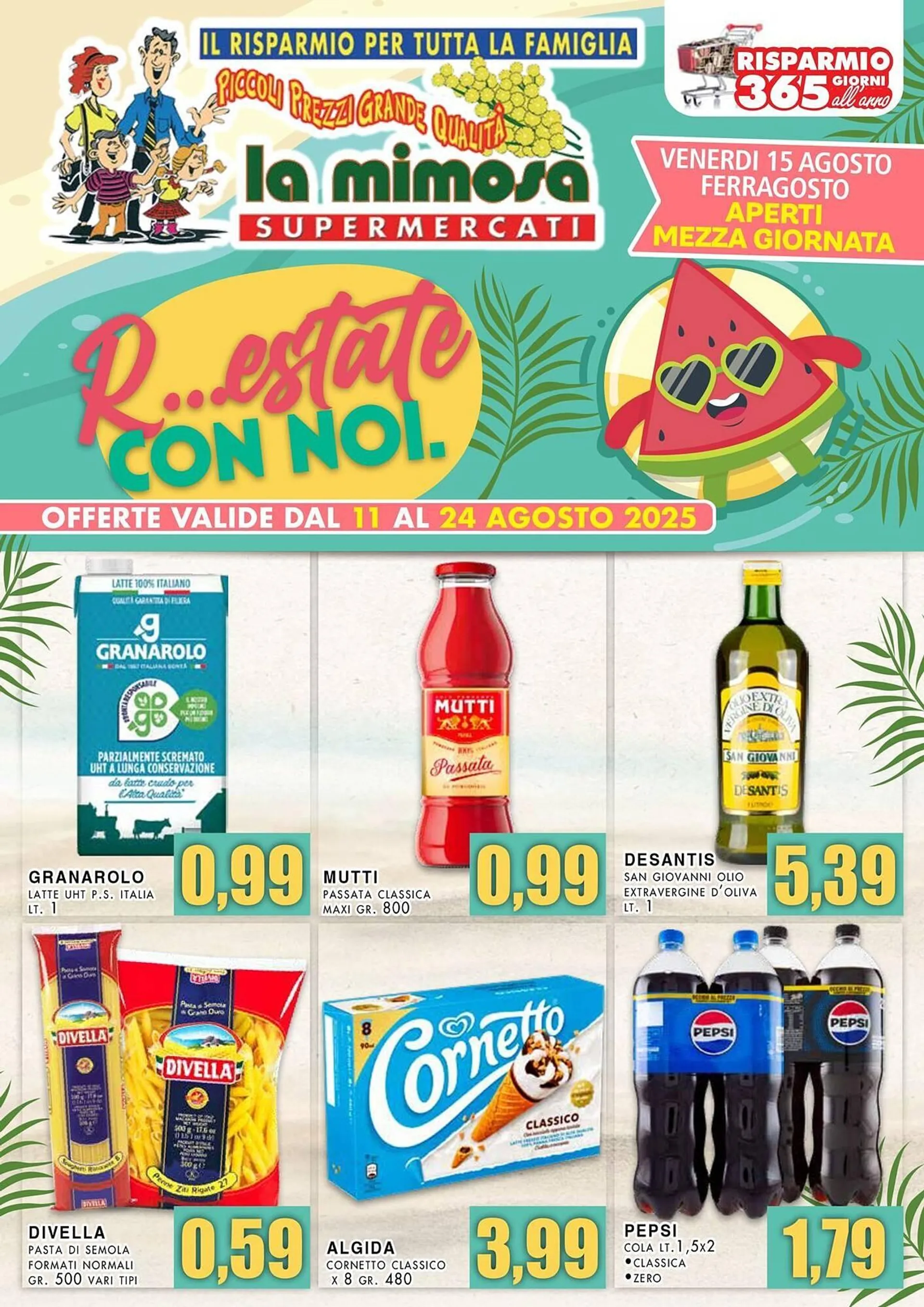 Volantino La Mimosa Supermercati da 11 agosto a 24 agosto di 2025 - Pagina del volantino 1