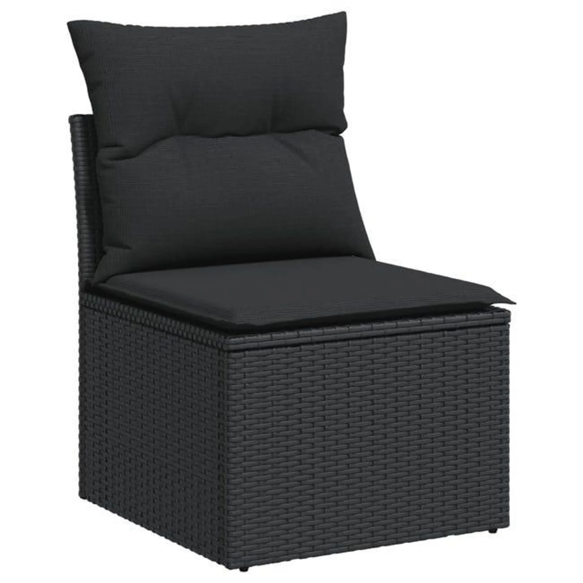 Divano Giardino，Divano per esterno，Sofà Senza Braccioli con Cuscini Nero in Polyrattan CFW42334