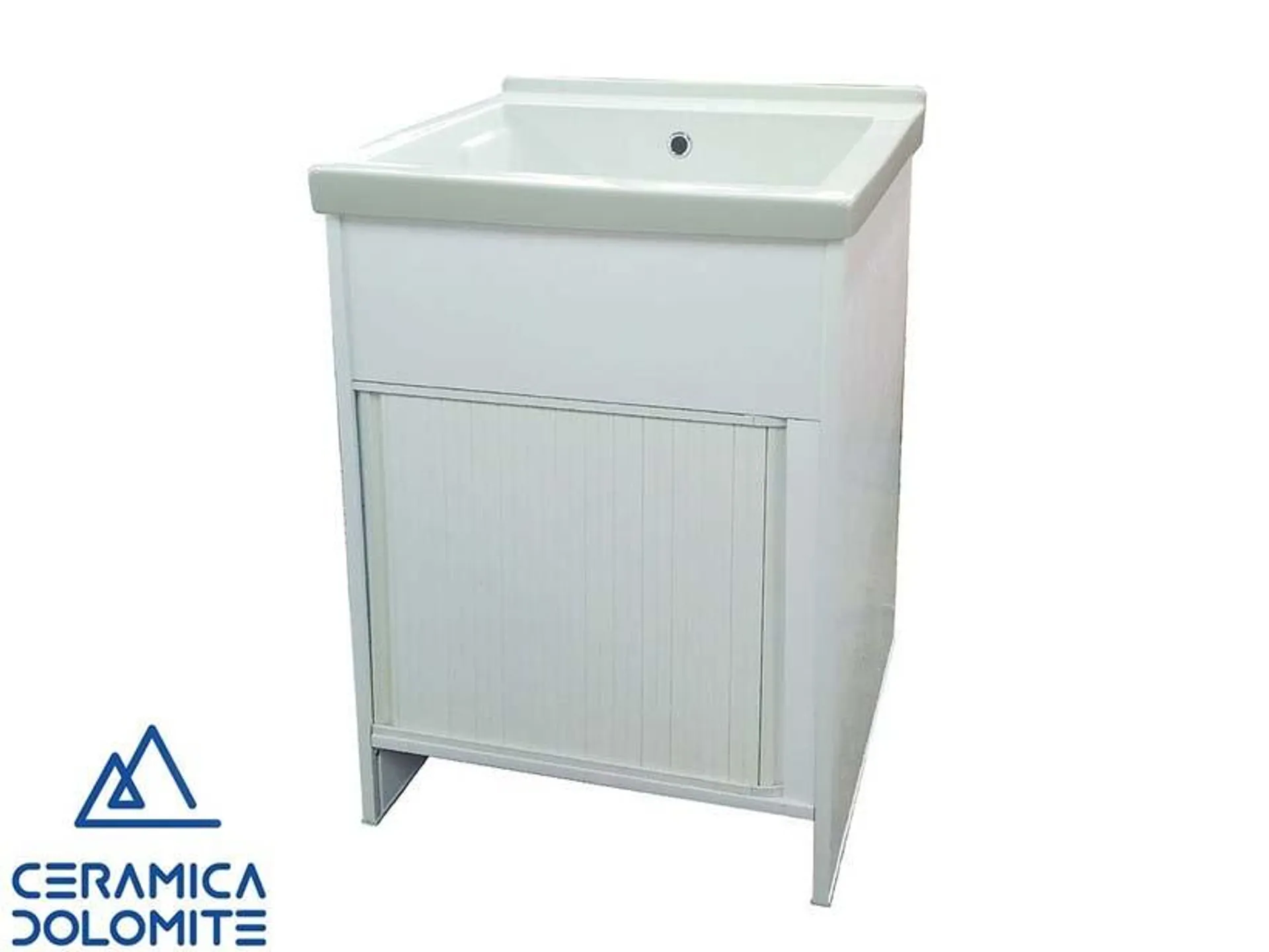 Mobile Lavatoio RENO 61x50 cm in PVC da Esterni con Lavabo DOLOMITE REVINE in Ceramica Bianco