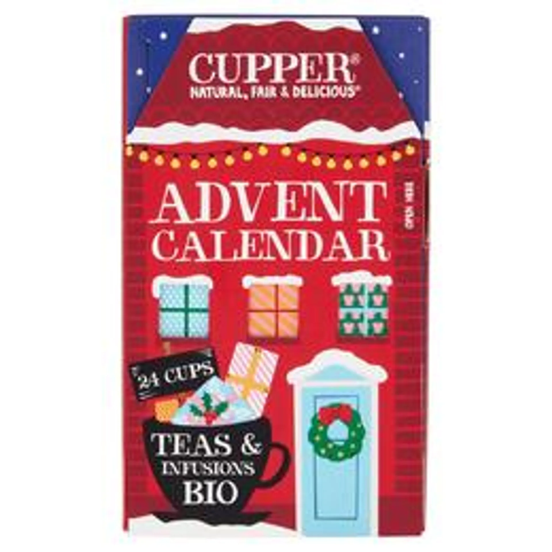 CUPPER Calendario dell'Avvento Biologico, Cofanetto Assortito di 12 Tè e Infusi, 24 Bustine 47 g