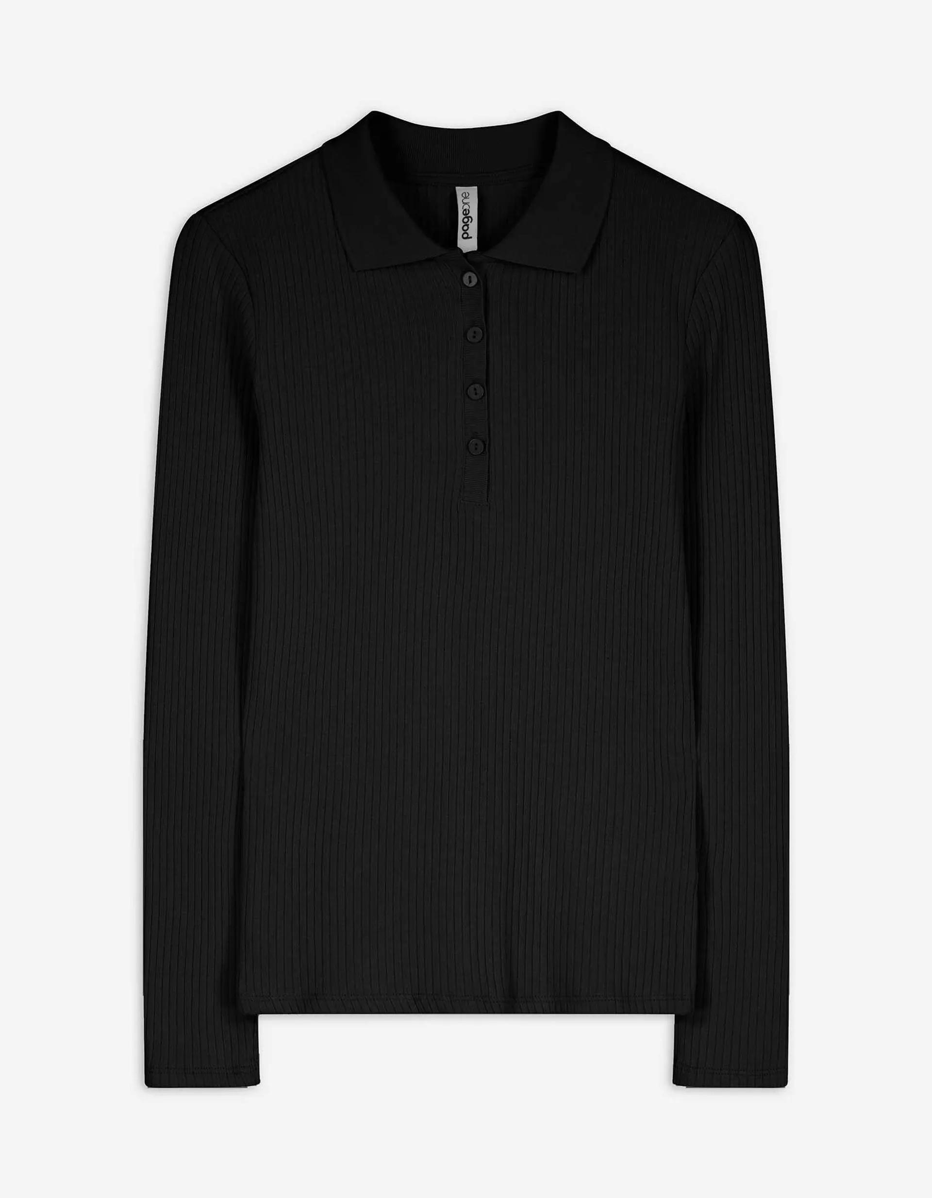 Maglia a manica lunga - A costine - nero
