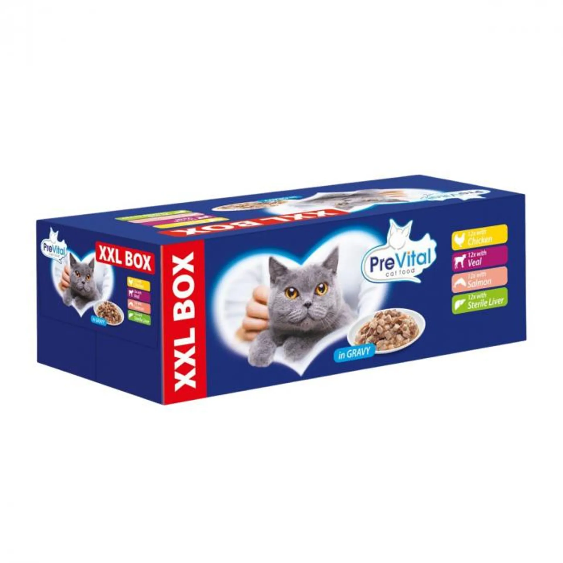 Prevital XXL Box selezione assortita per gatti in salsa 48 x 100g