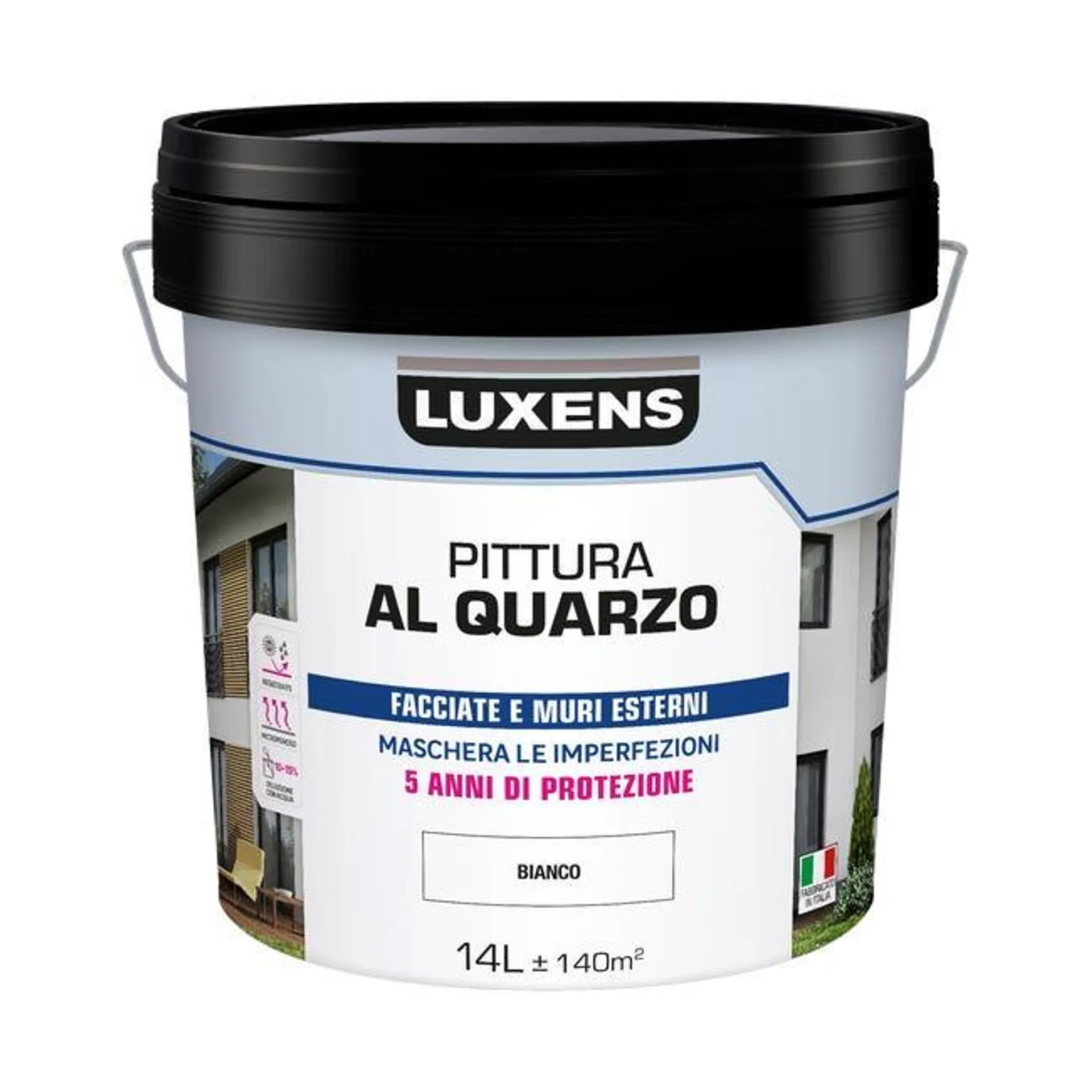 Pittura al quarzo antigoccia LUXENS bianco, ruvido opaco, 14 l