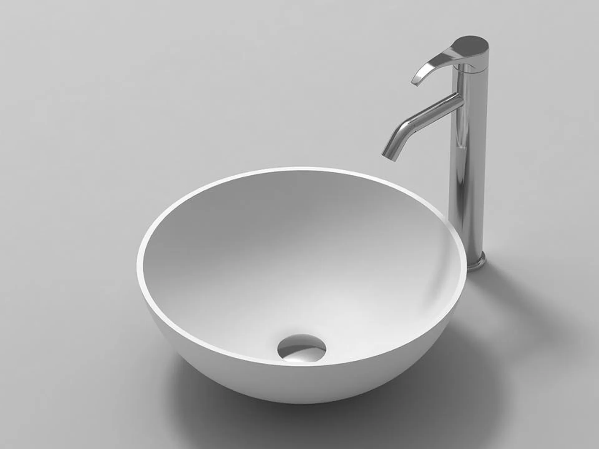 Lavabo da Appoggio Ciotola Ø42 H15 Solid Surface Opaco Bianco