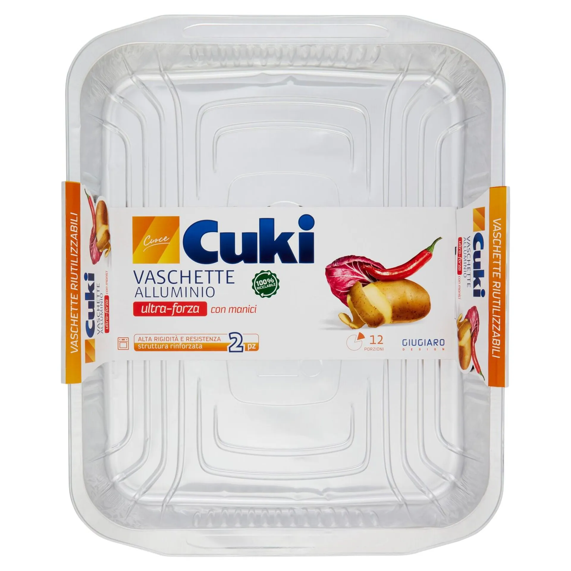 Cuki Cuoce Vaschette Alluminio ultra-forza con manici 12 Porzioni 2 pz