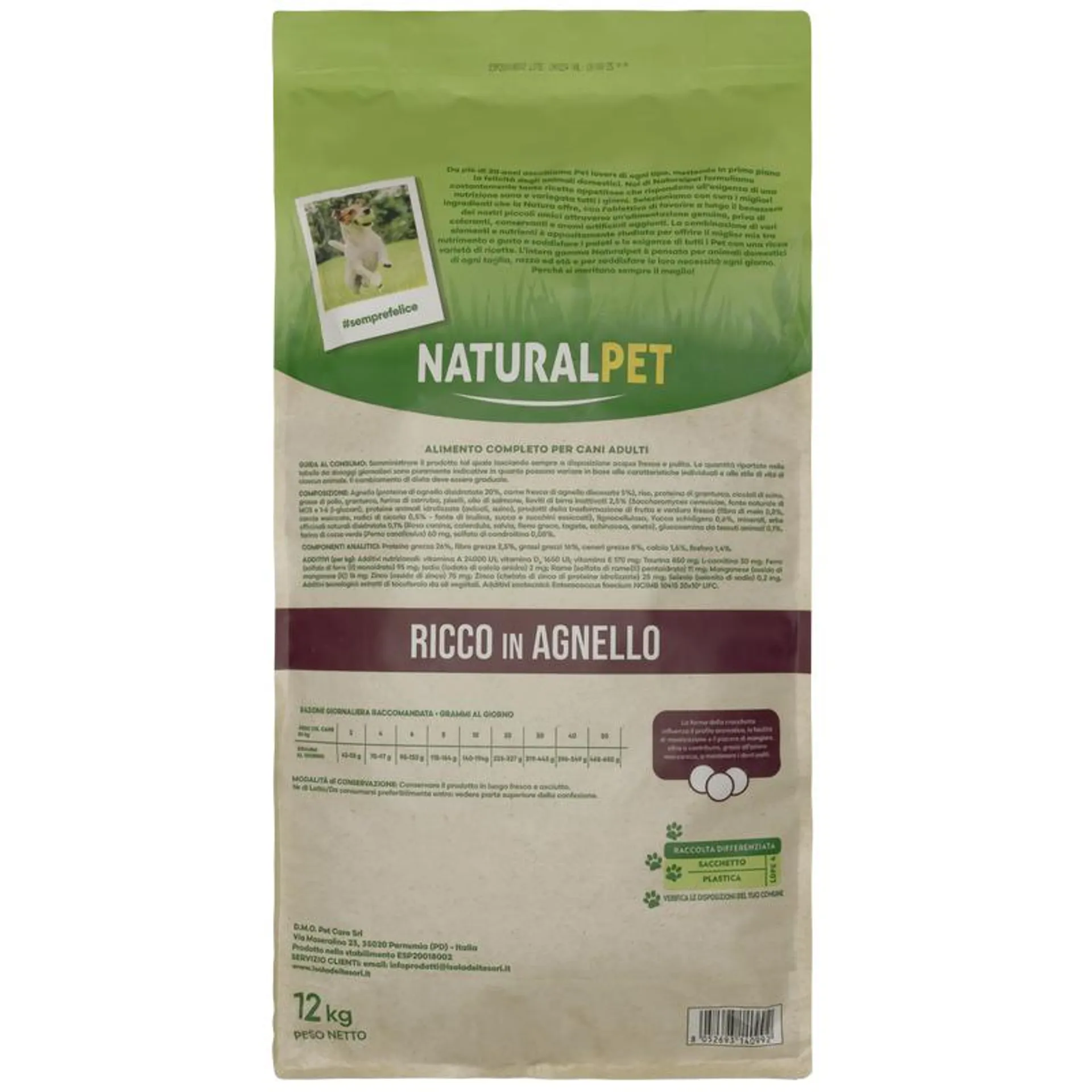 Naturalpet Dog Adult All Breed Ricche in Agnello 12 kg