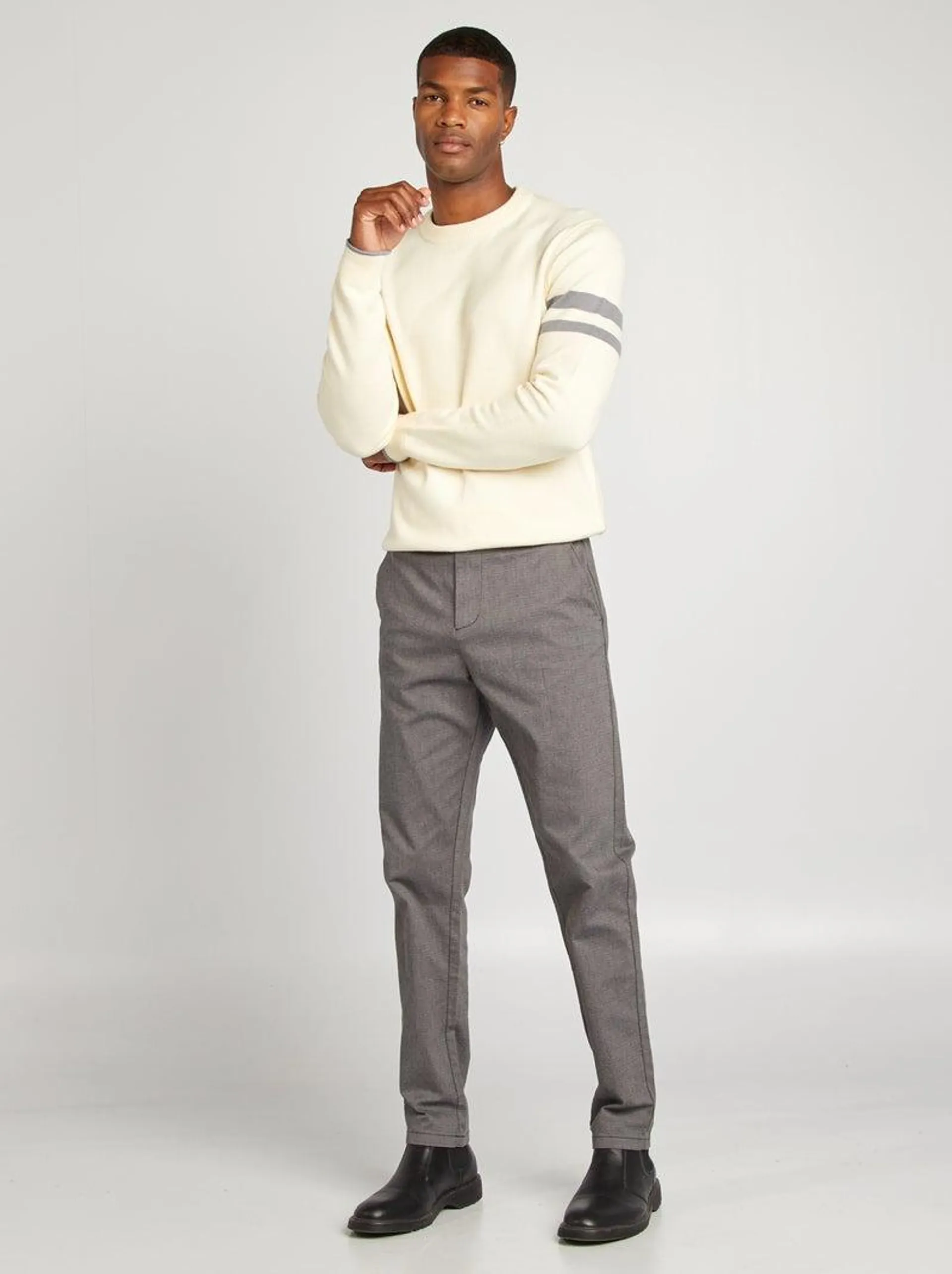 Pantaloni slim chino - GRIGIO