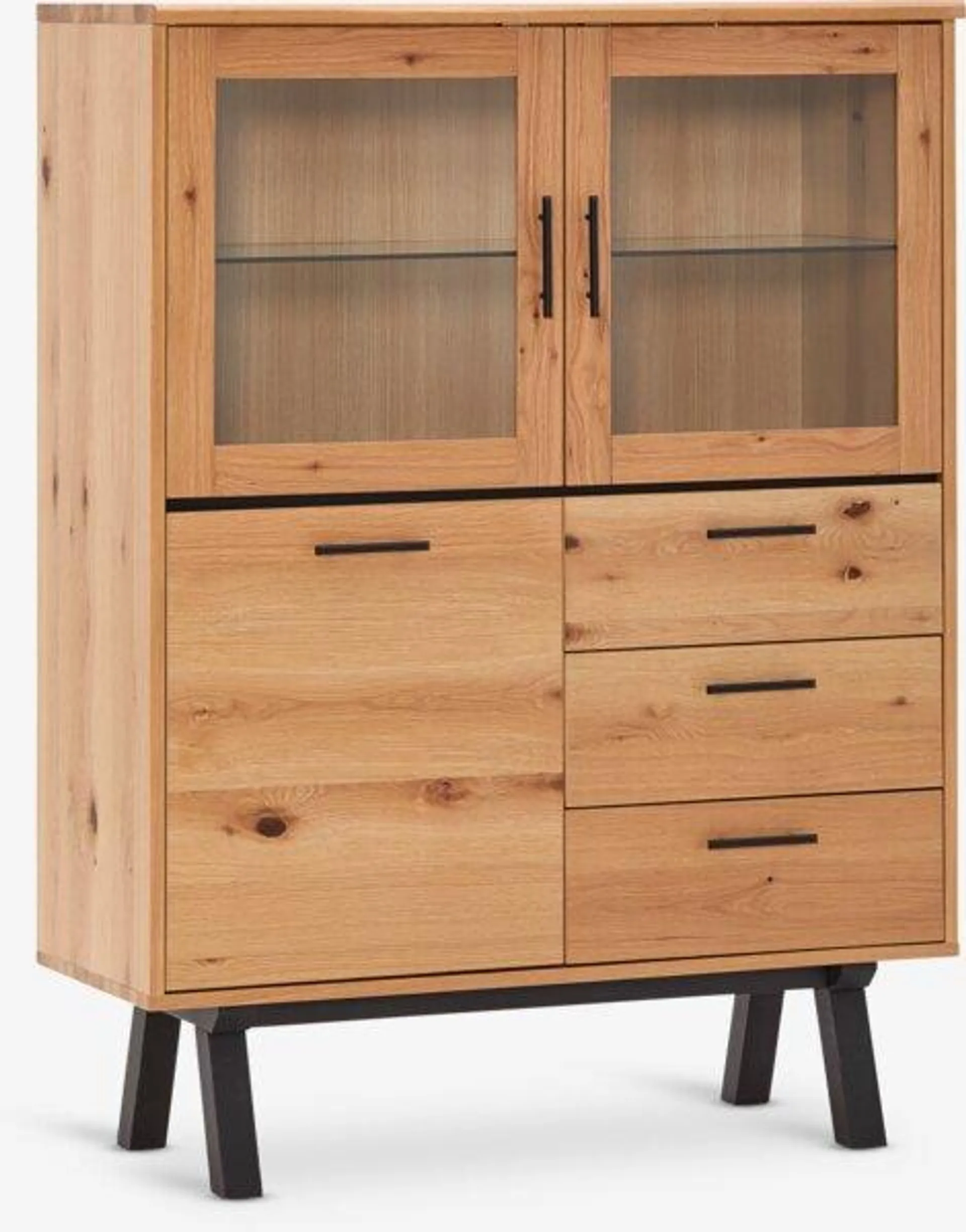 Vetrina SANDBY 3 ante 3 cassetti rovere naturale/nero
