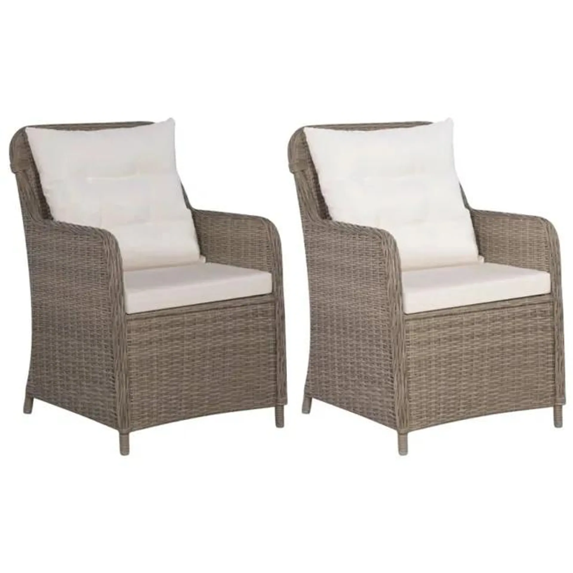 Sedie da esterno con cuscini 2 pz in polyrattan marrone
