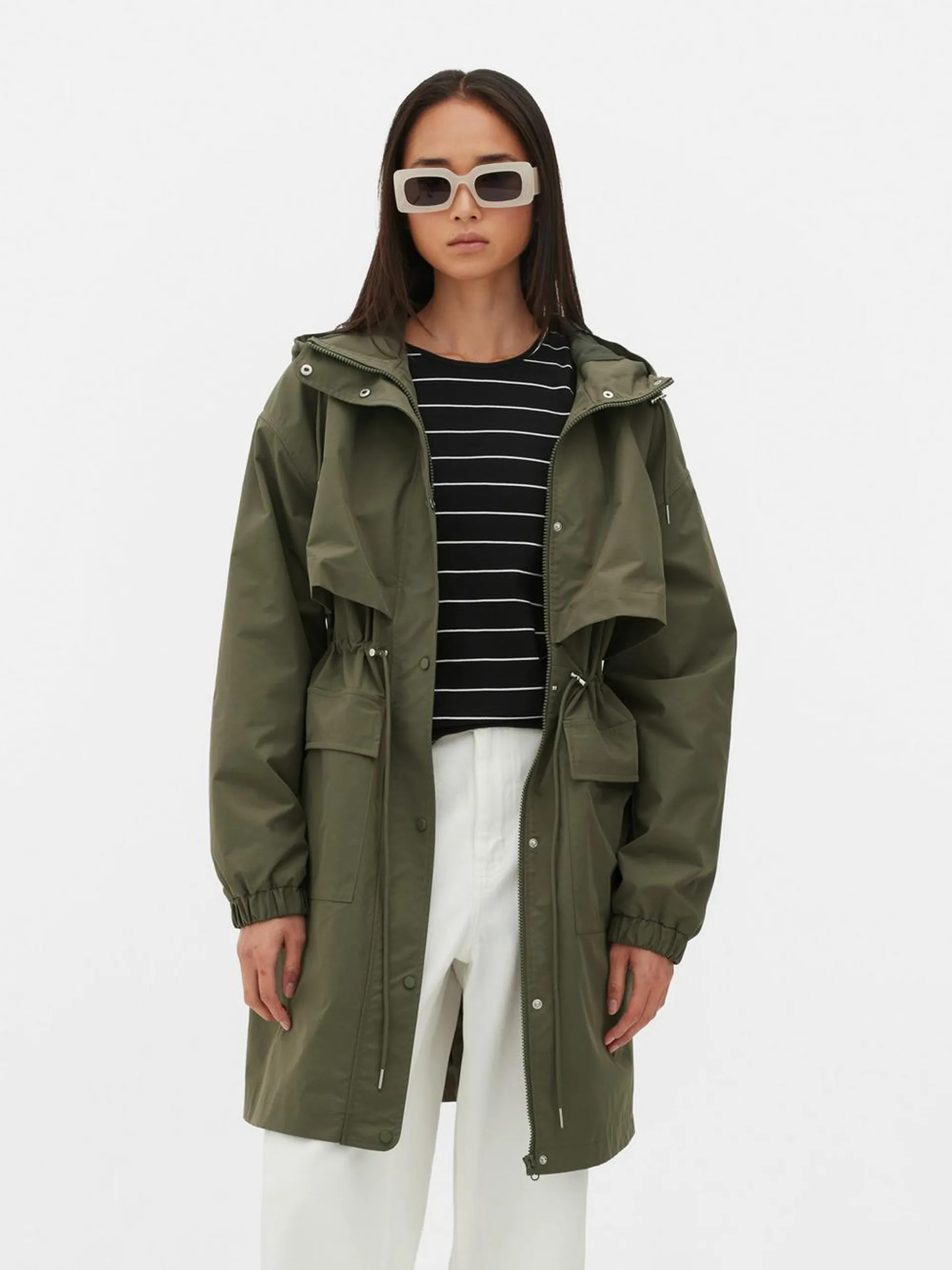 Parka impermeabile con coulisse