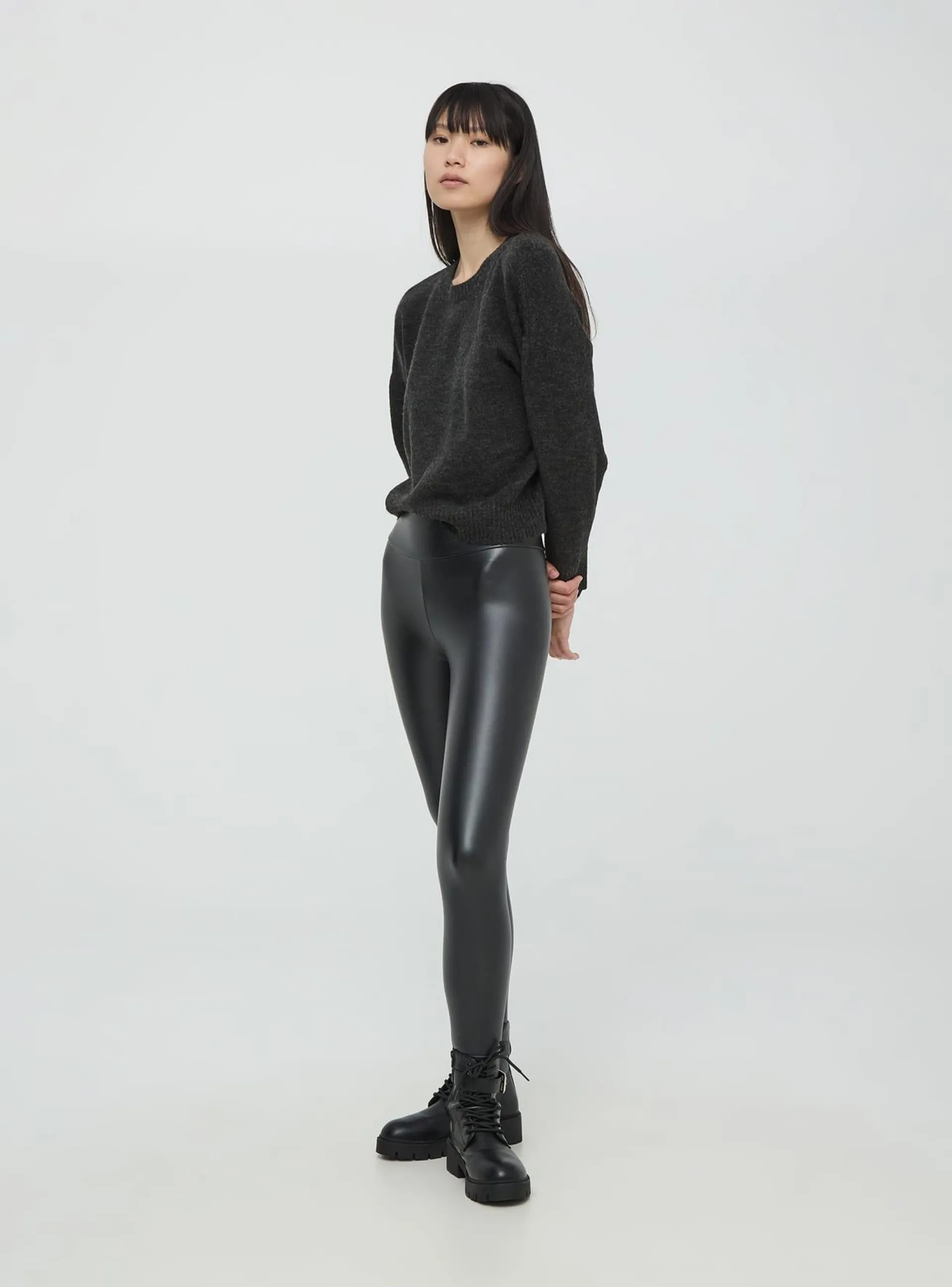 Leggings in similpelle Nero