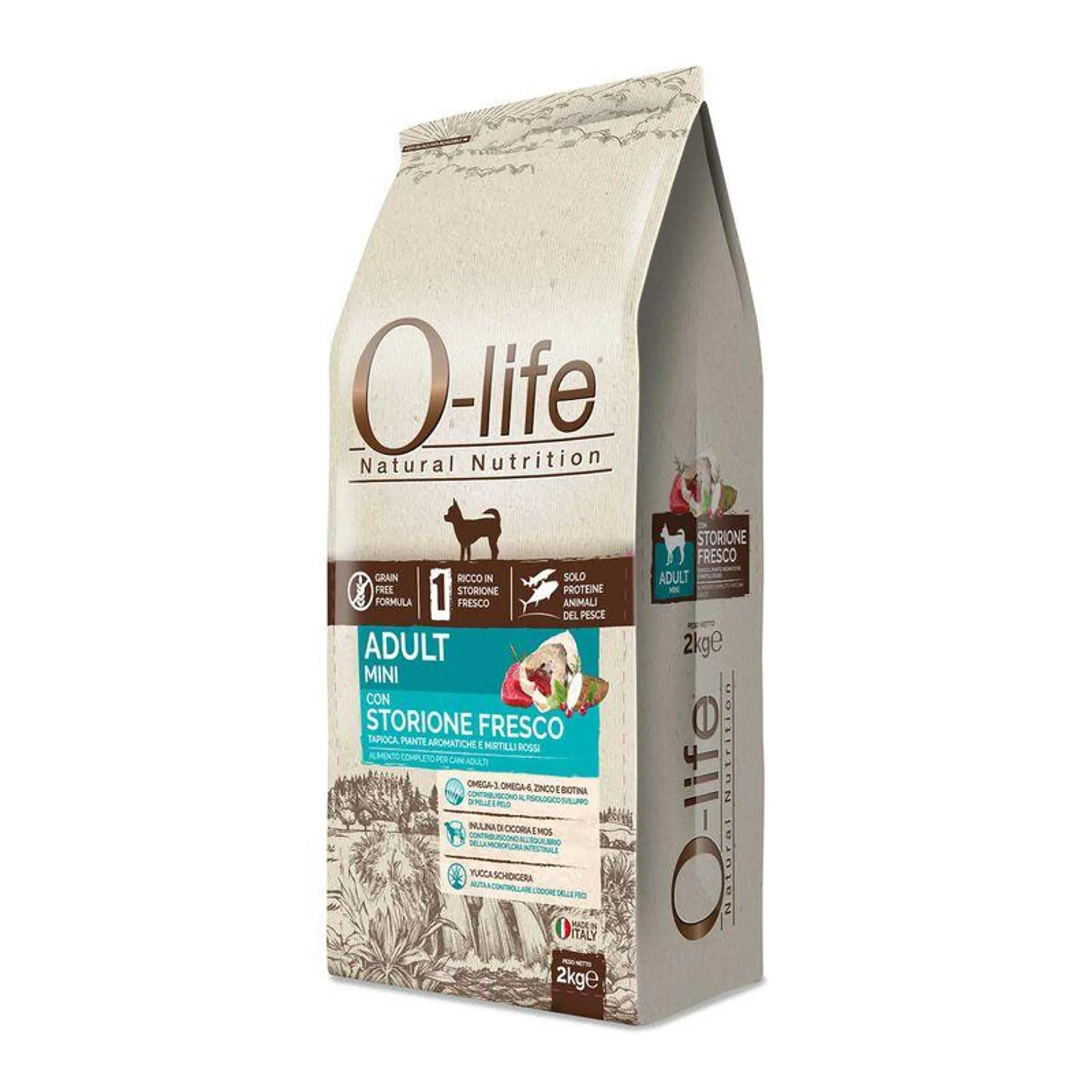 O-life Dog Adult Mini con Storione Fresco 2 kg