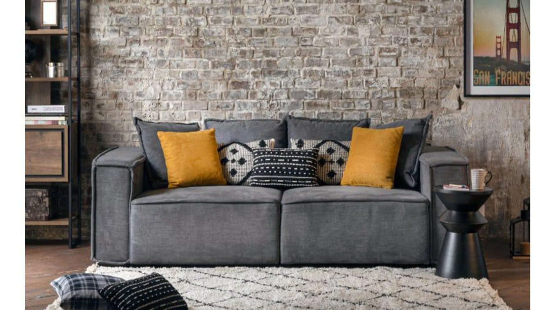 Bayron divano megasofà in tessuto grigio