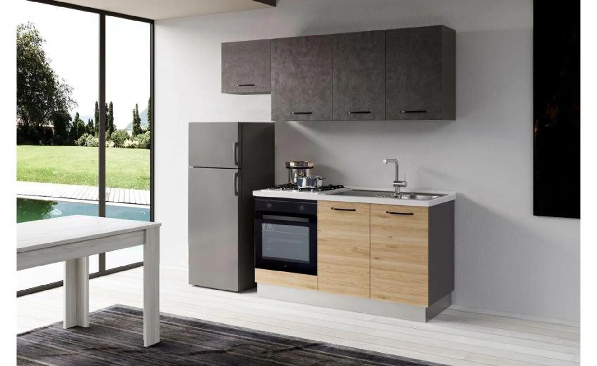 Gilda cucina 210 cm colore rovere cadiz e portland