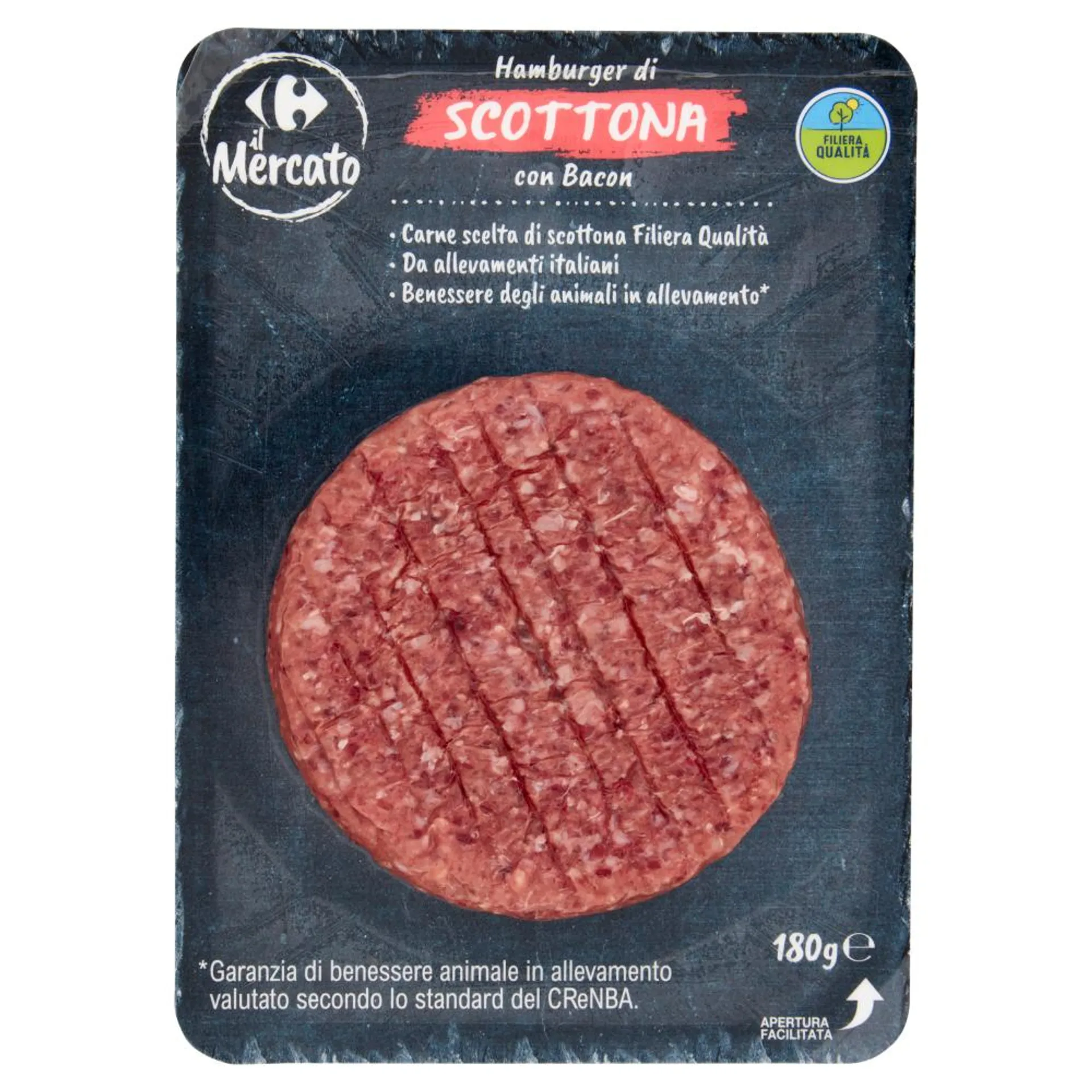 Carrefour il Mercato Hamburger di Scottona con Bacon 180 g