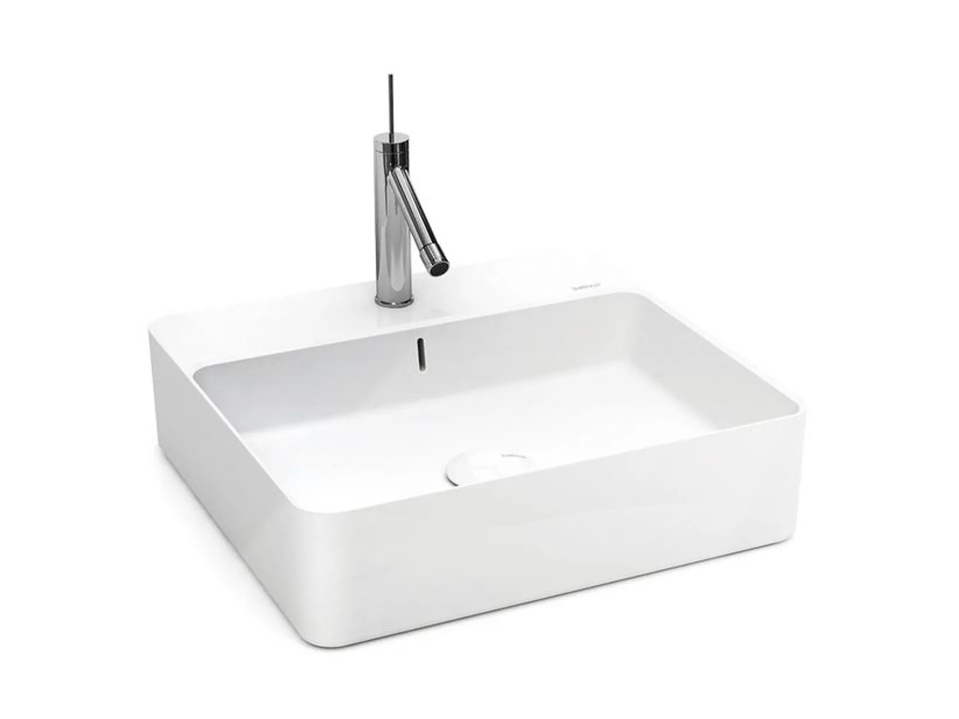 Lavabo Sospeso/Appoggio Design Santona 45X42X13 in Ceramica Lucido Bianco