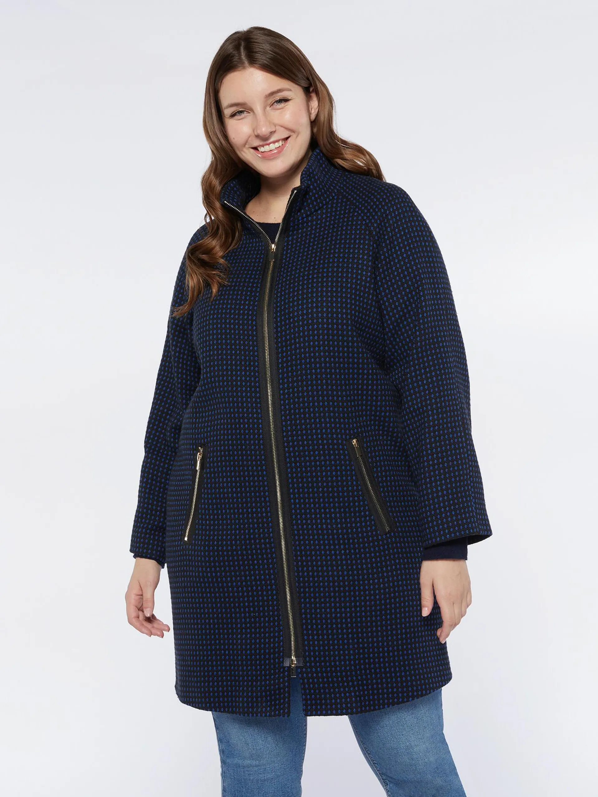 Cappotto bicolore con zip