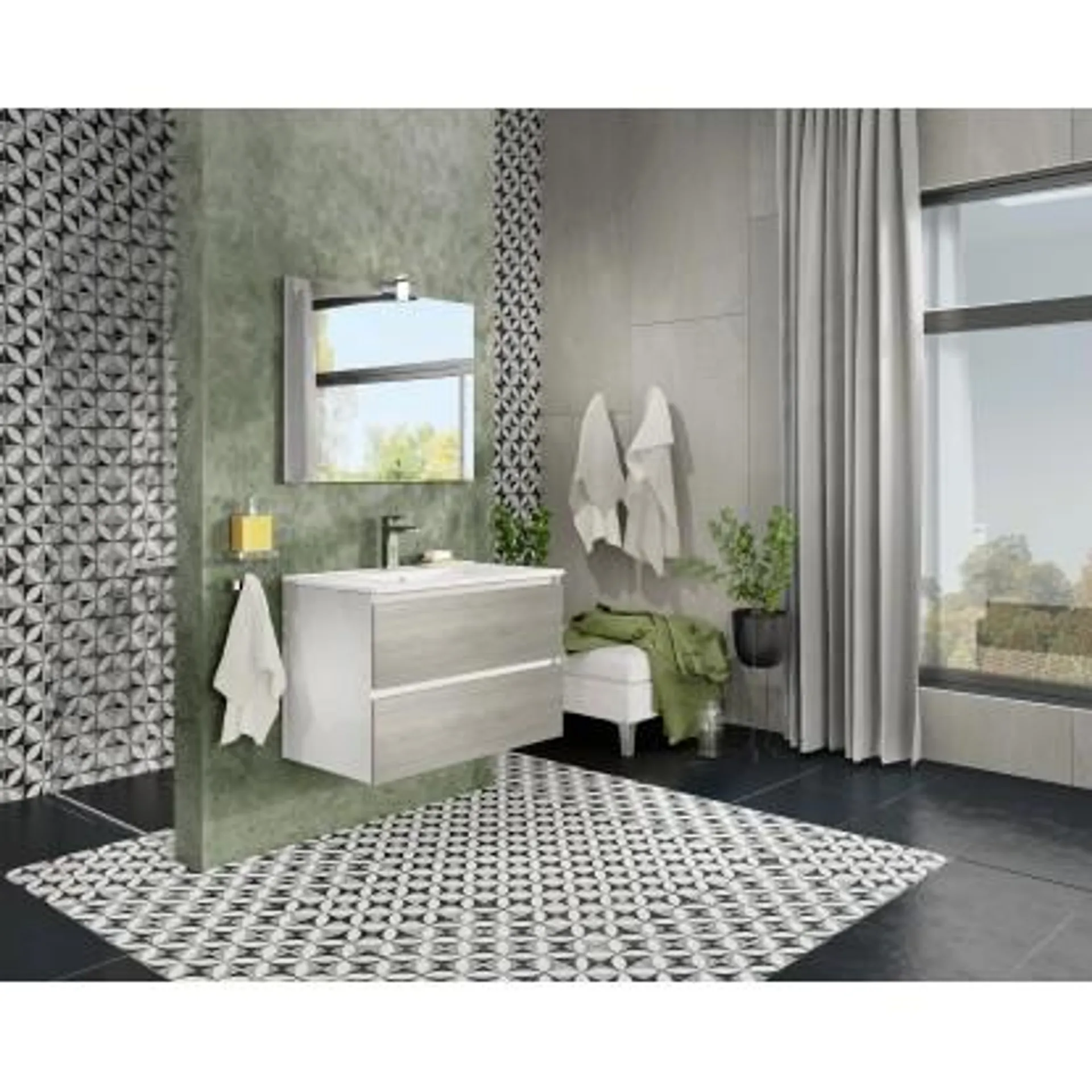 Mobile bagno Cube 80 cm con base sospesa rovere grigio