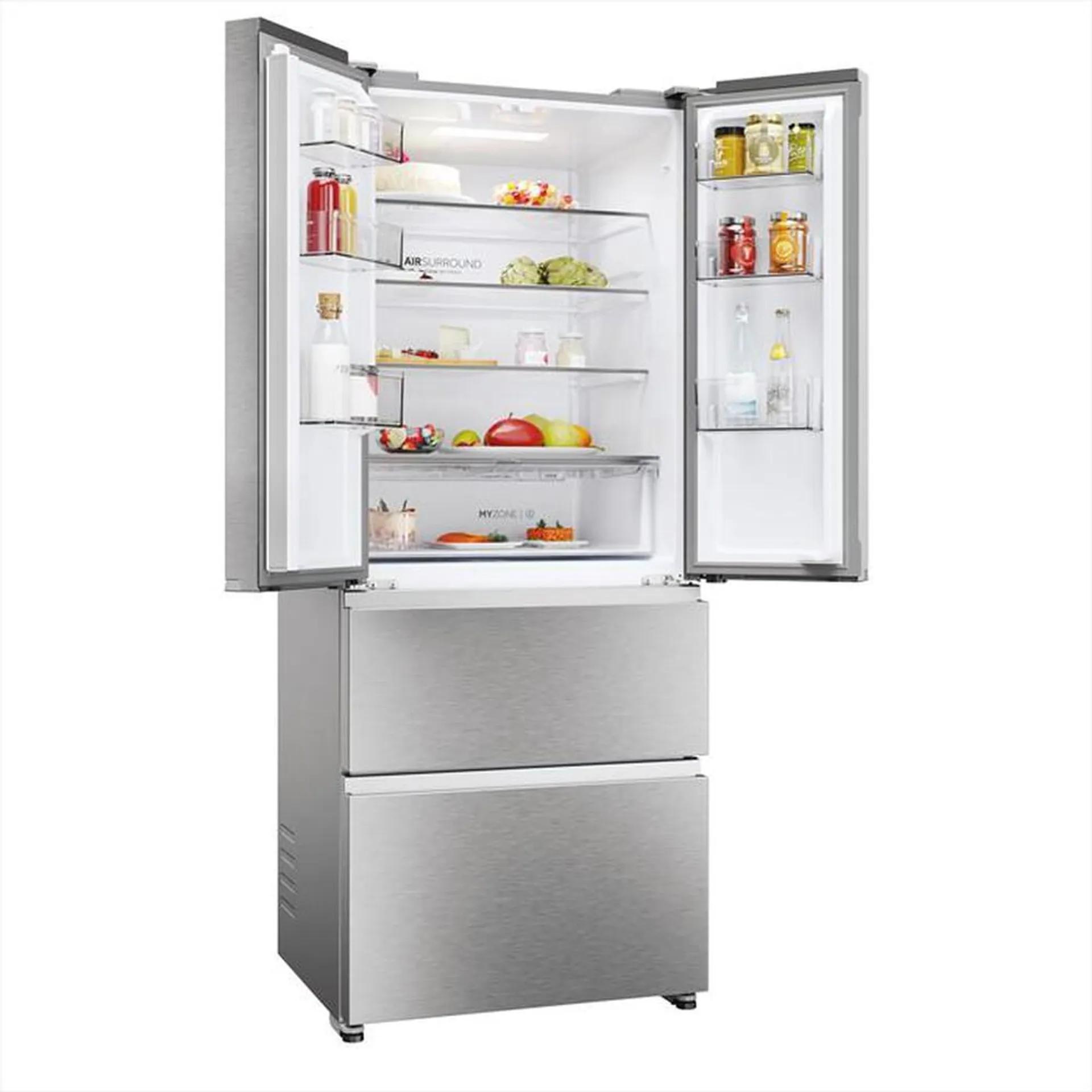 HAIER - Frigorifero 4 porte HFR3718ENMM Classe E 402 lt-Acciaio inox