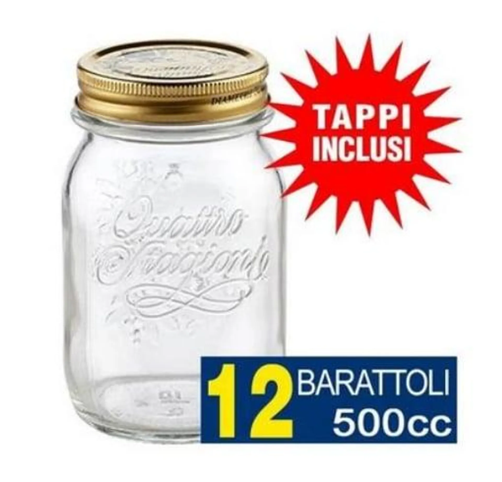 12 BARATTOLI 500 CC BORMIOLI VASO PER CONSERVE CON 12 TAPPI INCLUSI