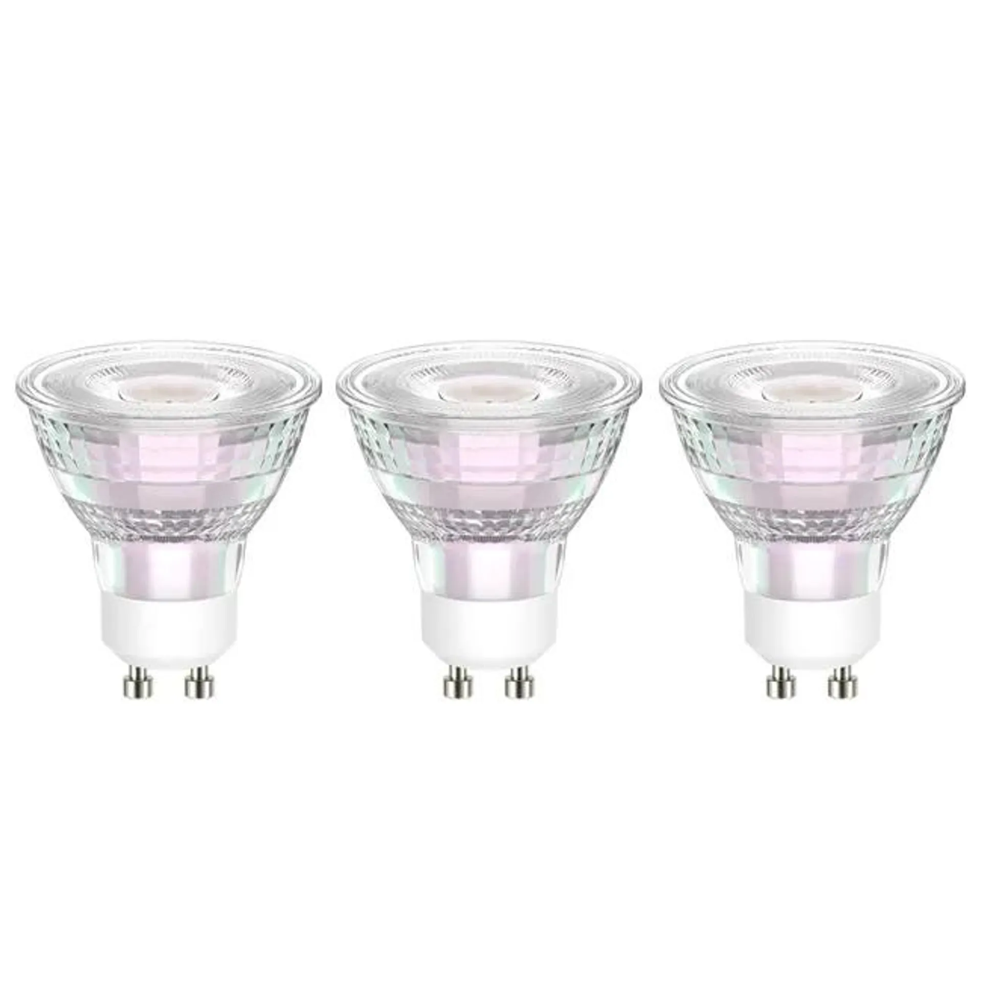 Set da 3 lampadine LED, GU10 faretto, trasparente, luce calda, 3.9W= 450LM (equiv 50 W), 100° , LEXMAN