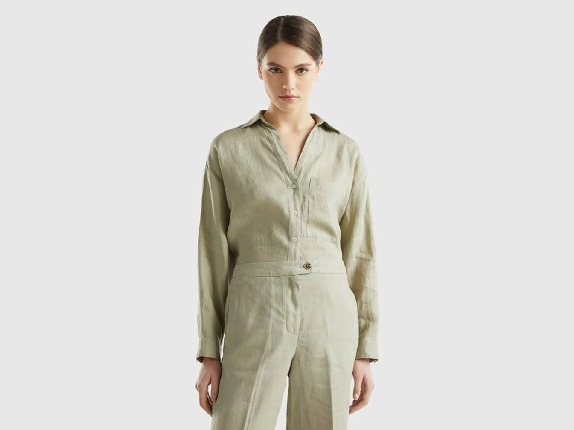 Long shirt in pure linen