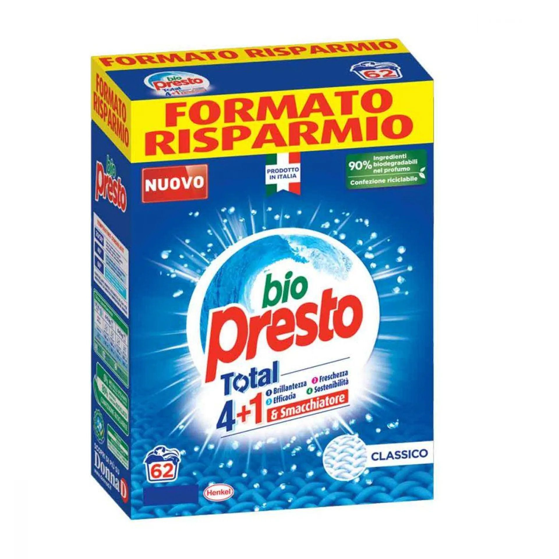 Bio Presto Detersivo in Polvere per il Bucato 62 Misurini