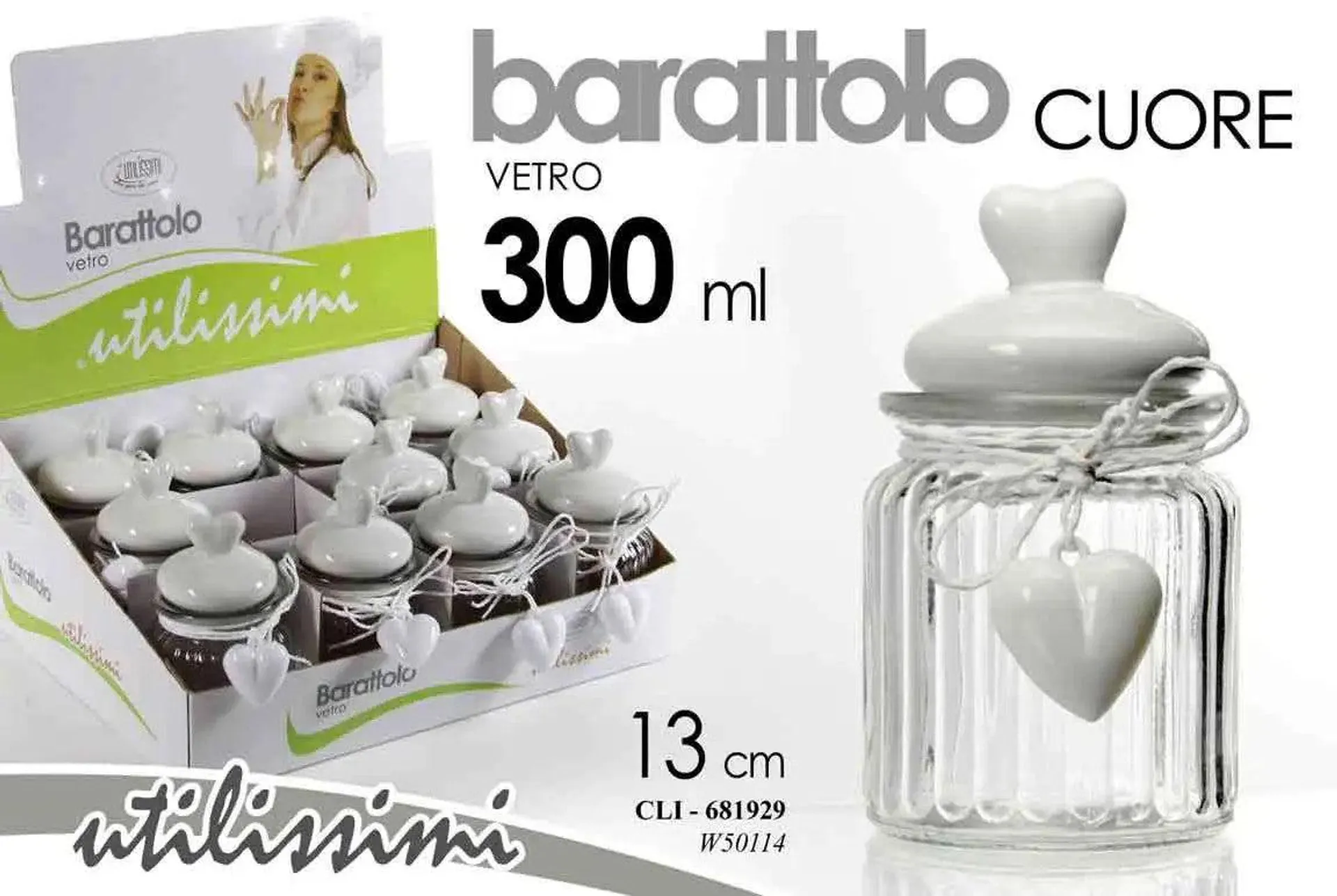 Gicos Barattolo vetro con cuore 300Ml 13Cm