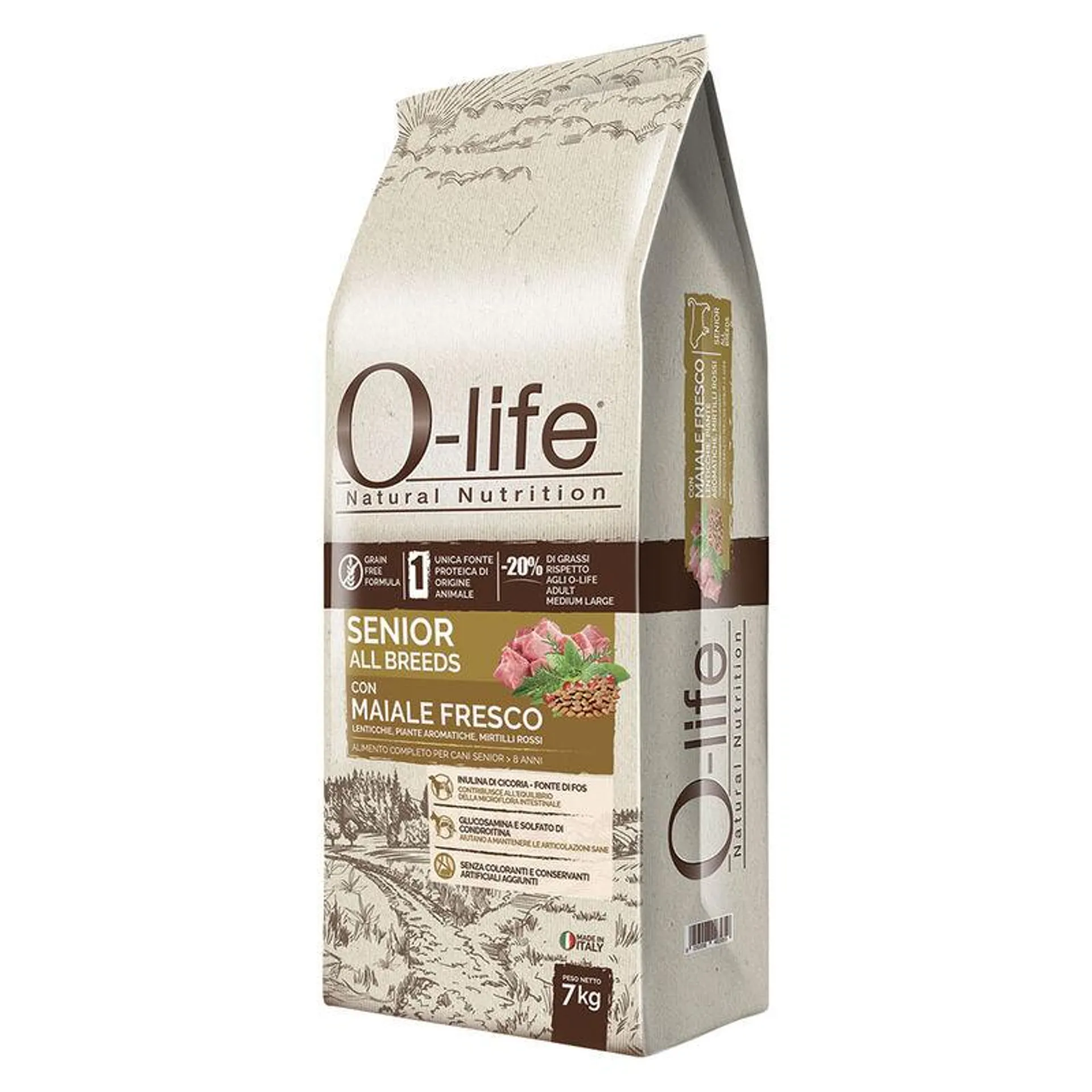 O-life Dog Senior All Breeds con Maiale Fresco 7 kg