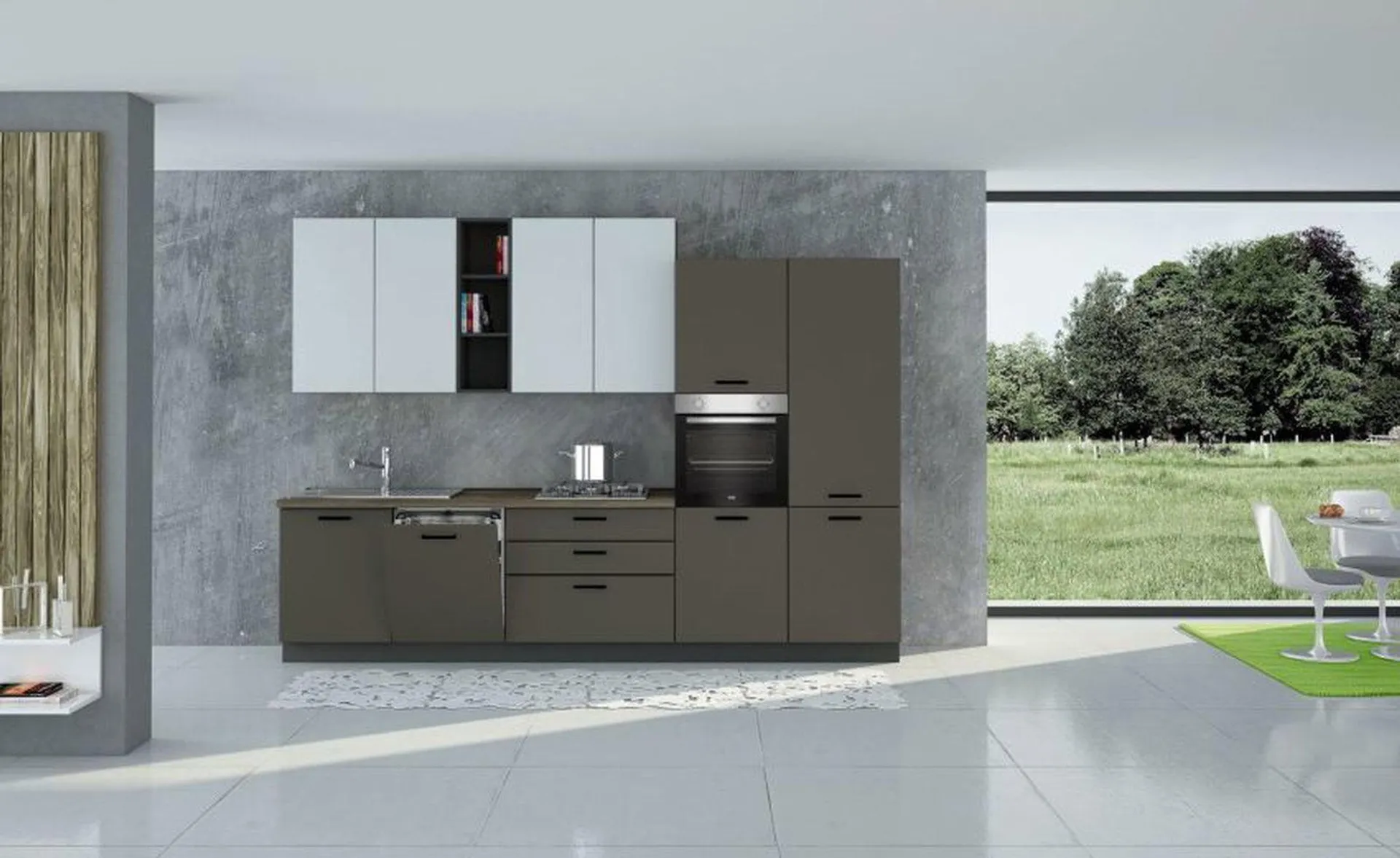 Karma cucina 330 cm colore lavagna e grigio cenere