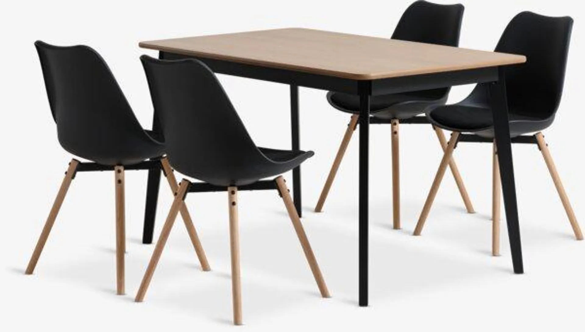 JEGIND L130 rovere/nero + 4 KASTRUP nero