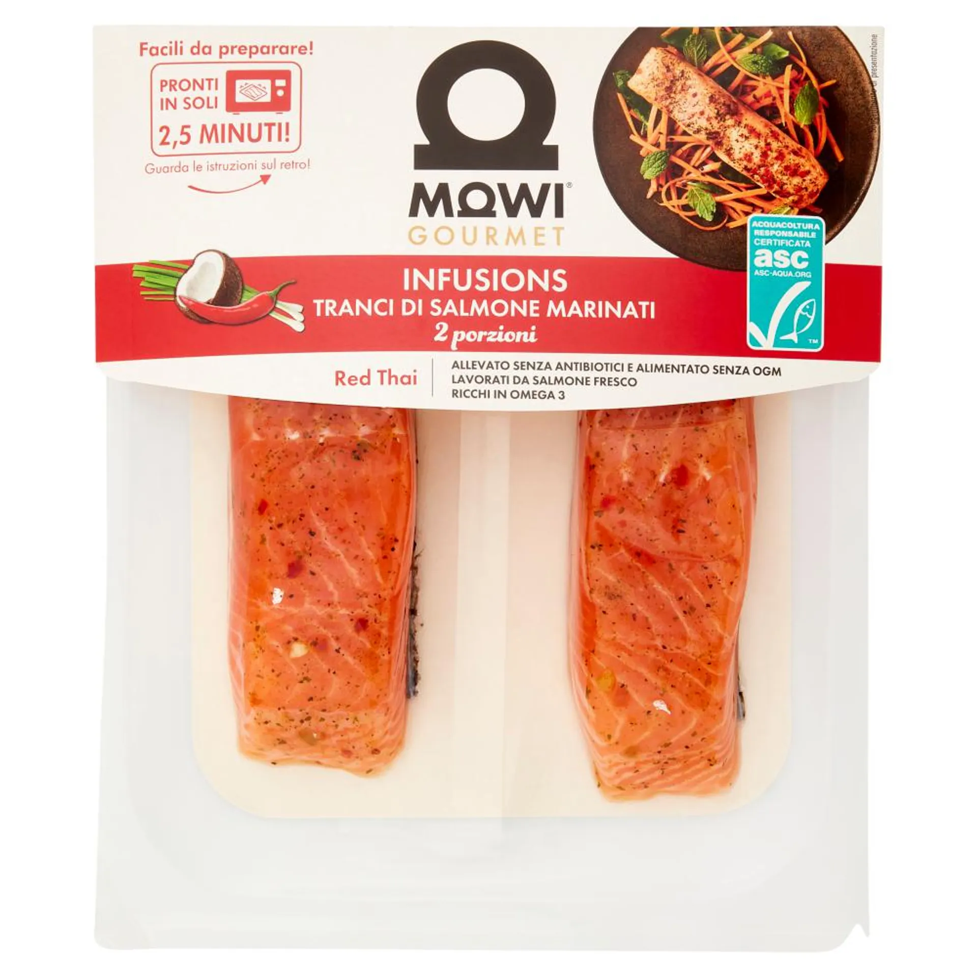 Mowi Gourmet Infusions Tranci di Salmone Marinati Red Thai 2 x 110 g