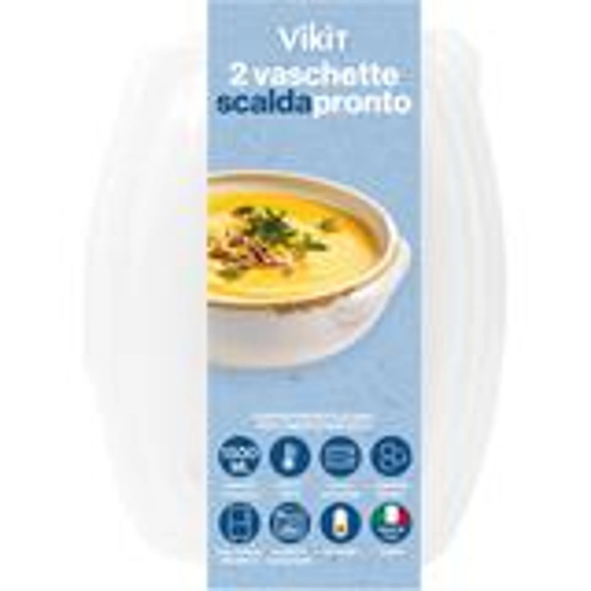 VIKIT 2 VASCHETTE SCALDAPRONTO 6 PORZIONI, FORNO A MICROONDE, FRIGO, FREEZER, ABBATTITORE +120°C -20°C 1500 ML