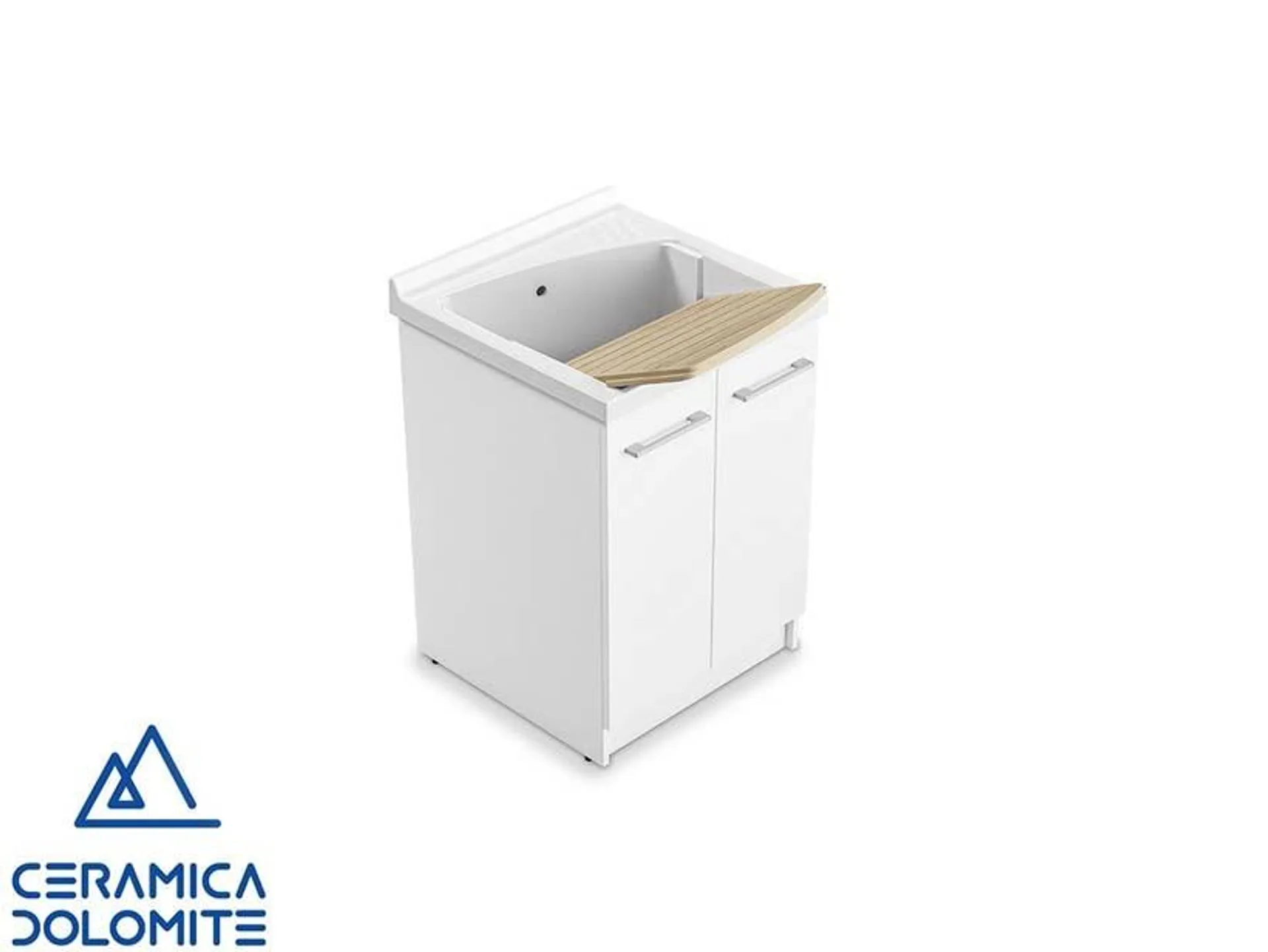 Mobile Lavatoio REVINE 61x61 cm con 2 Ante e Lavabo in Ceramica Bianco