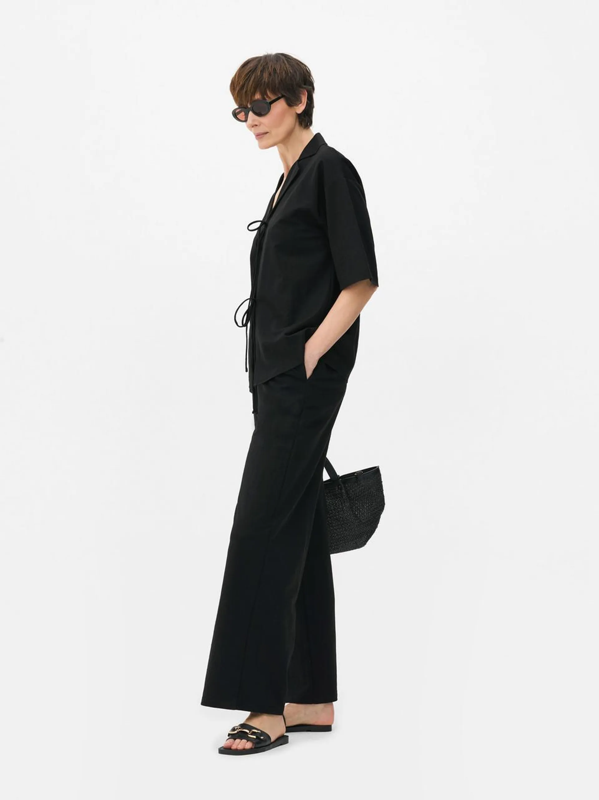 Leggings a gamba larga con elastico