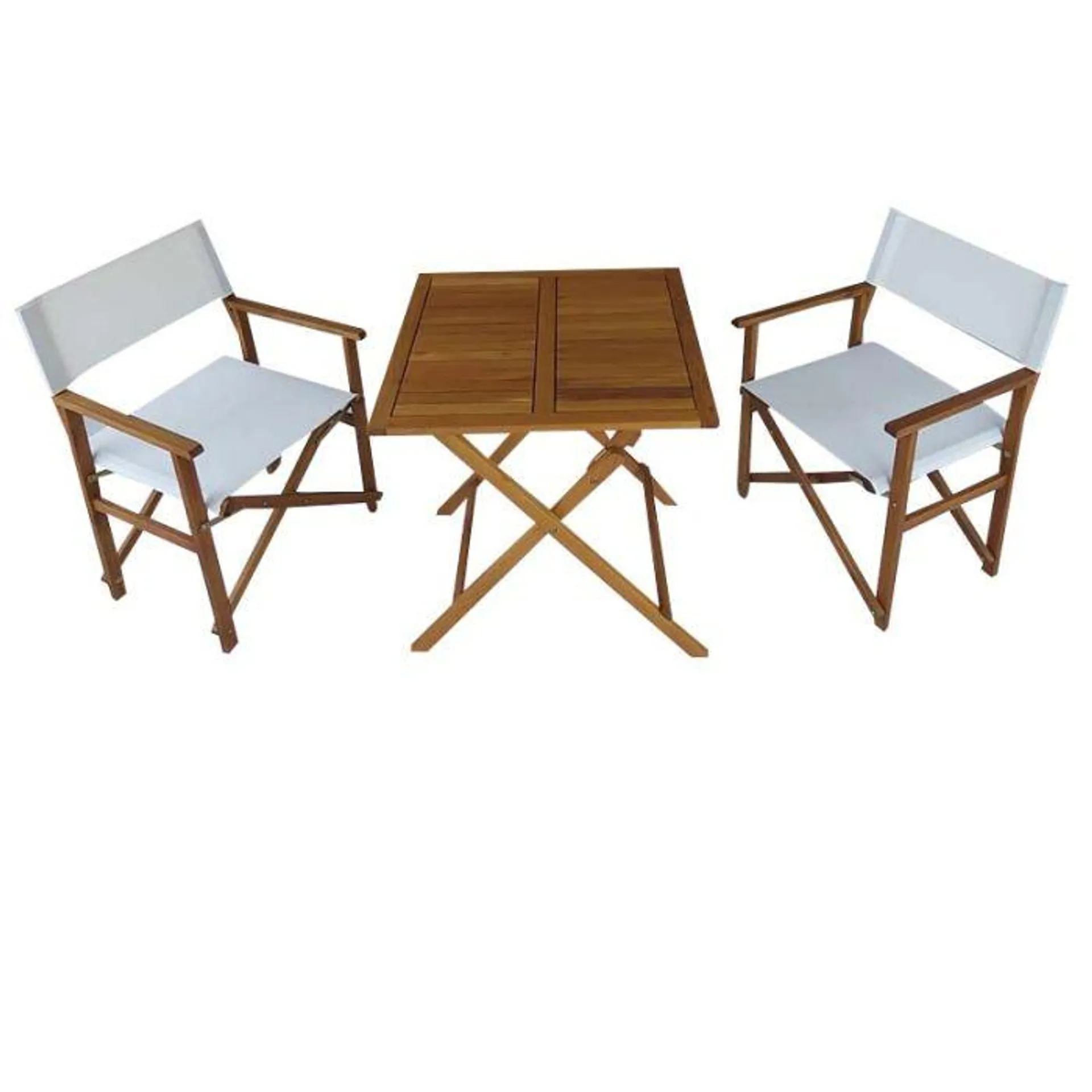 Gardenia Set pieghevole rei, 2 sedie 57x53xh.87 cm, tavolo 68x68xh.74 cm, struttura in legno