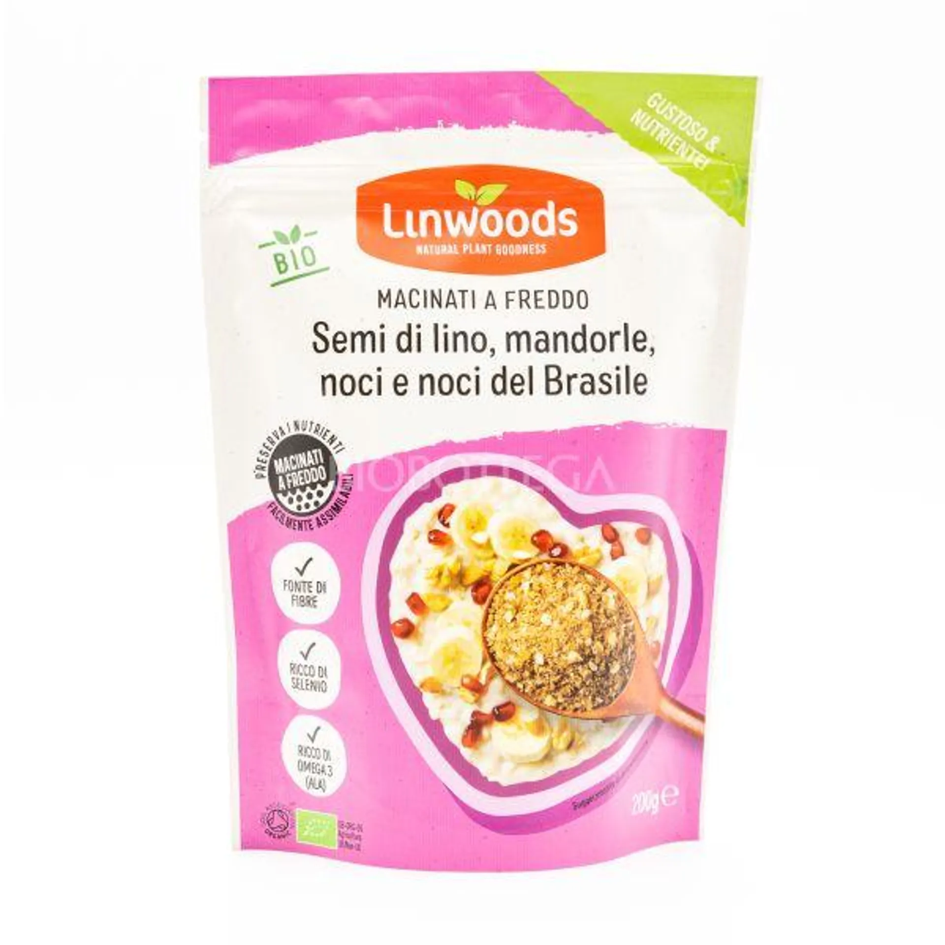 Semi di Lino, Mandorle, Noci E Noci del Brasile Macinati a Freddo Linwoods 200 G