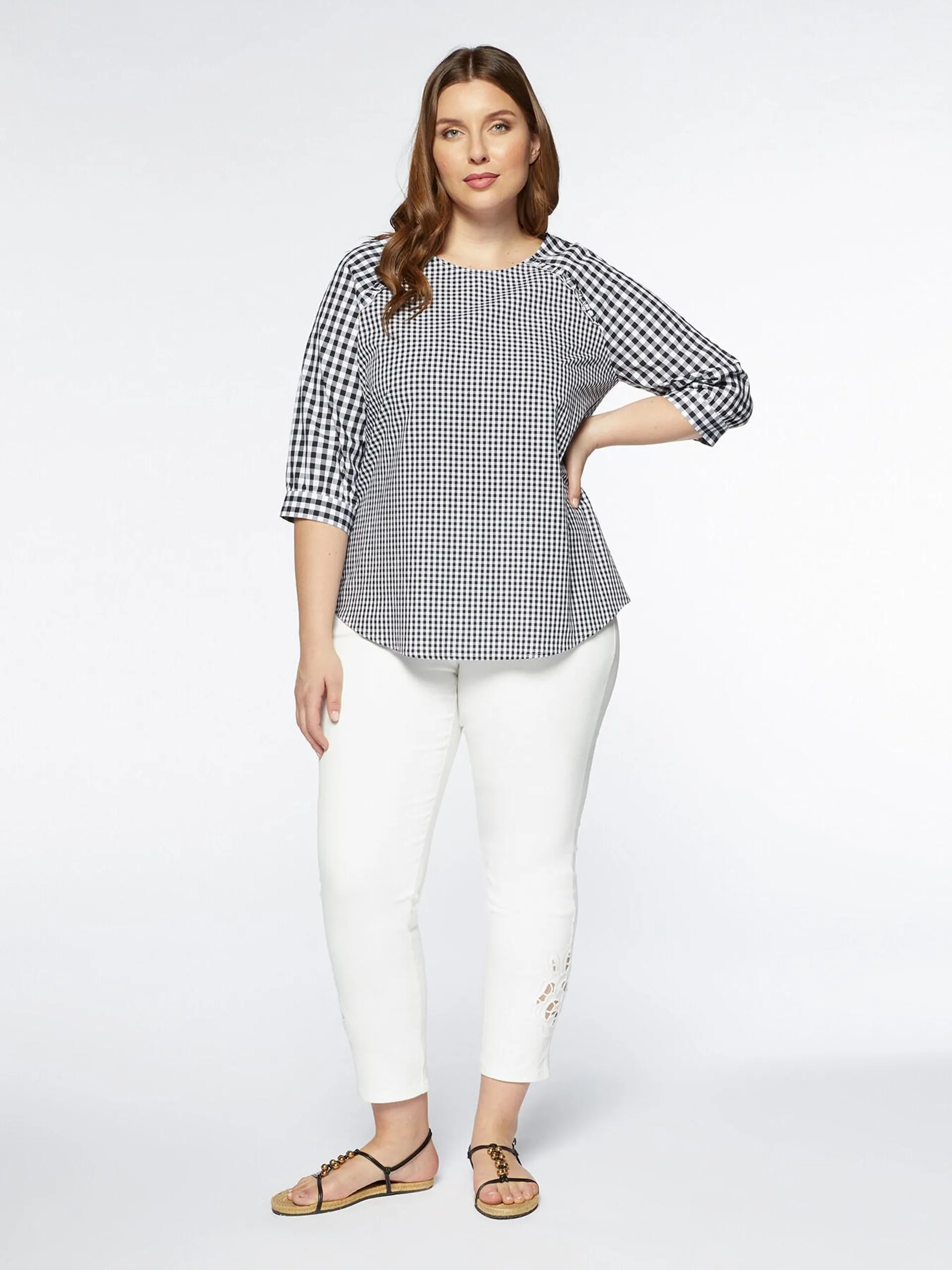 Blusa in cotone a quadretti Vichy